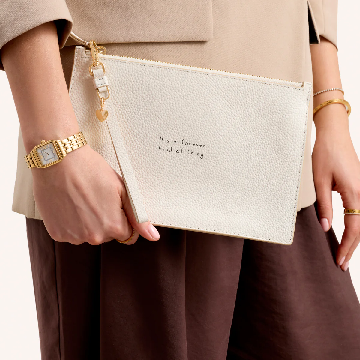 Leather Clutch Pouch (Ivory) - Image 4
