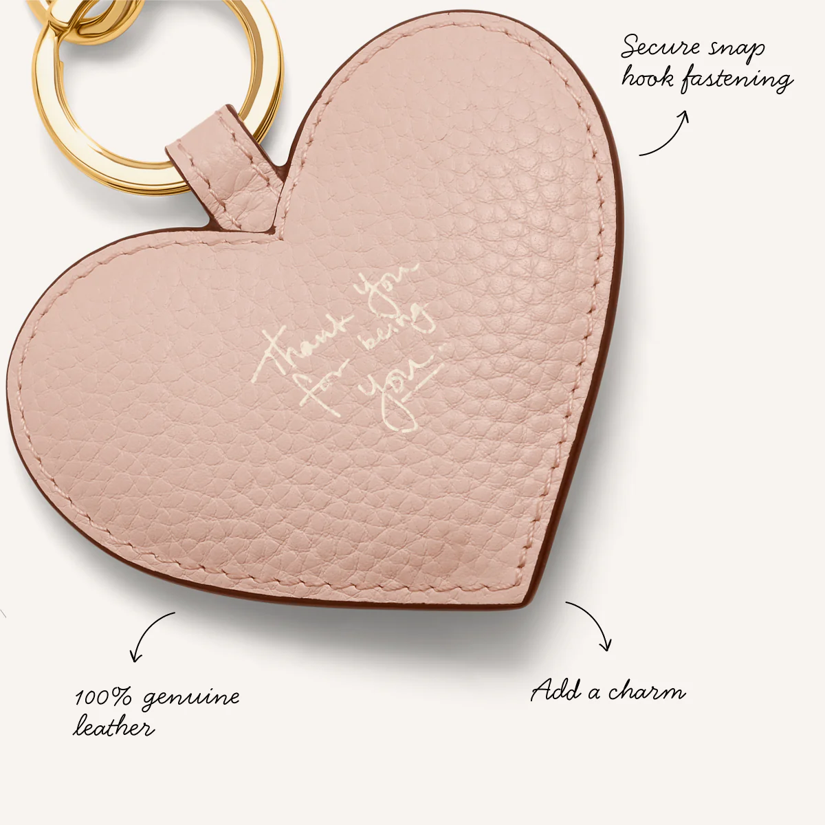 Leather Heart Keyring (Blush Nude) - Image 3