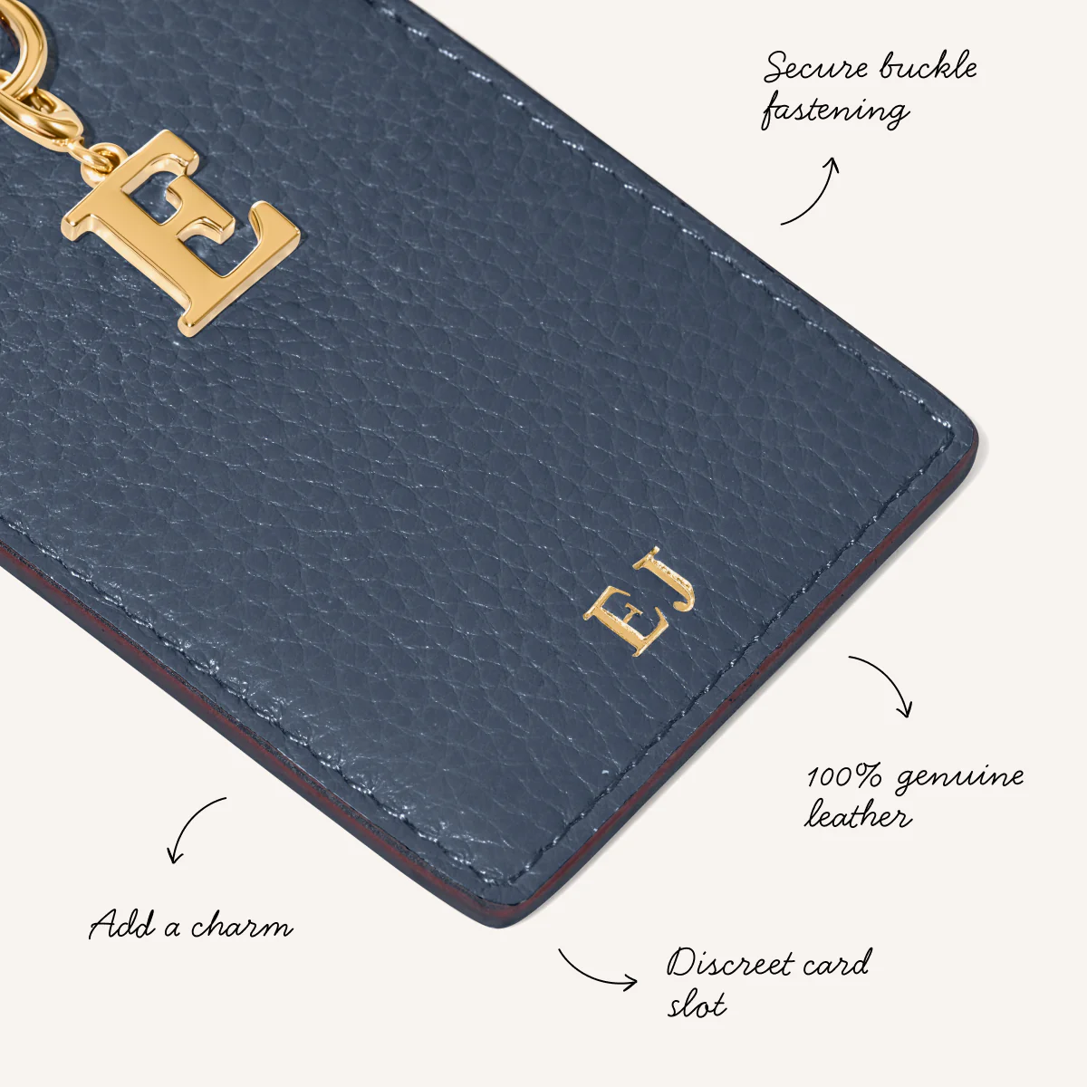 Leather Luggage Tag (Navy) - Image 3