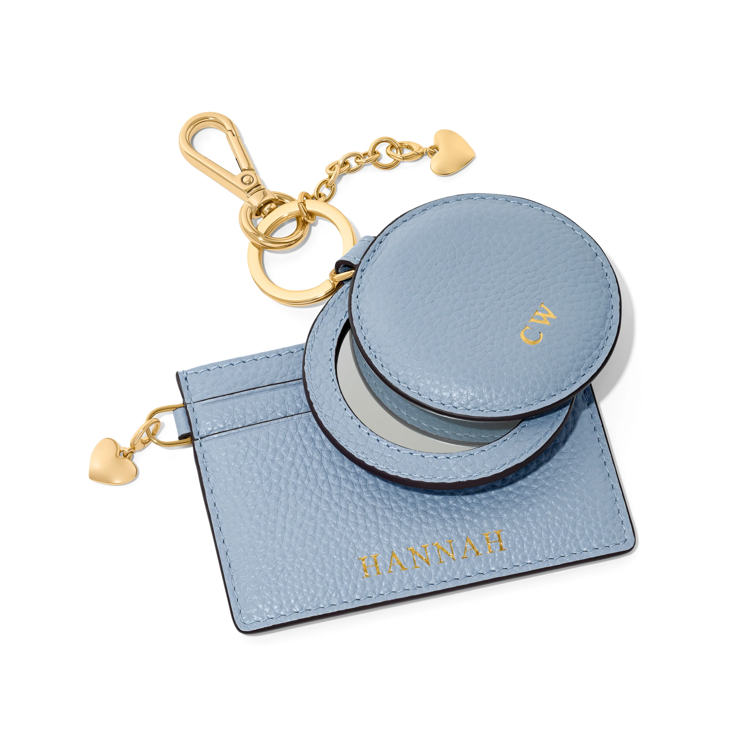 Leather Mirror Keyring (Powder Blue) - Image 4