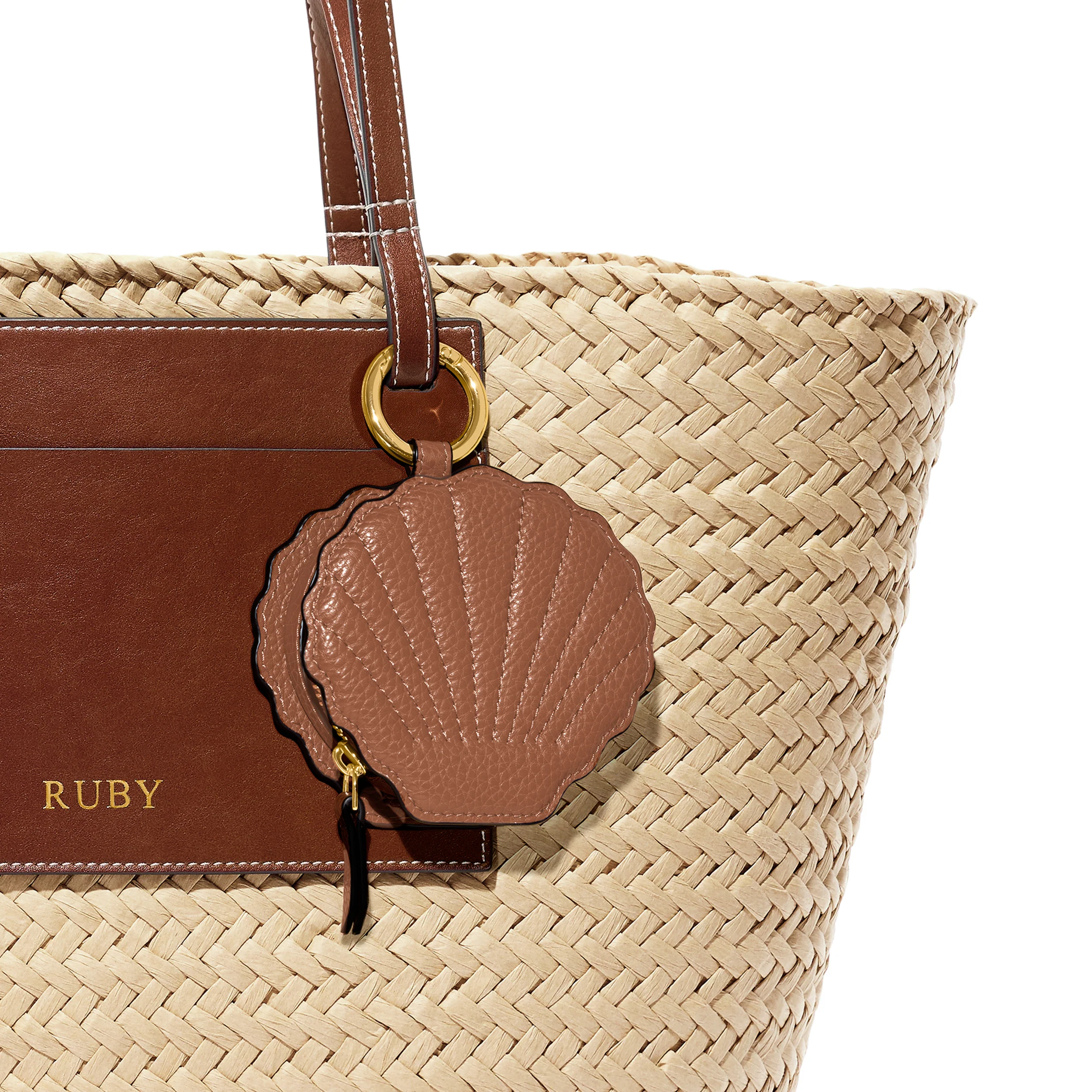 Leather Shell Pouch Keyring (Tan) - Image 2