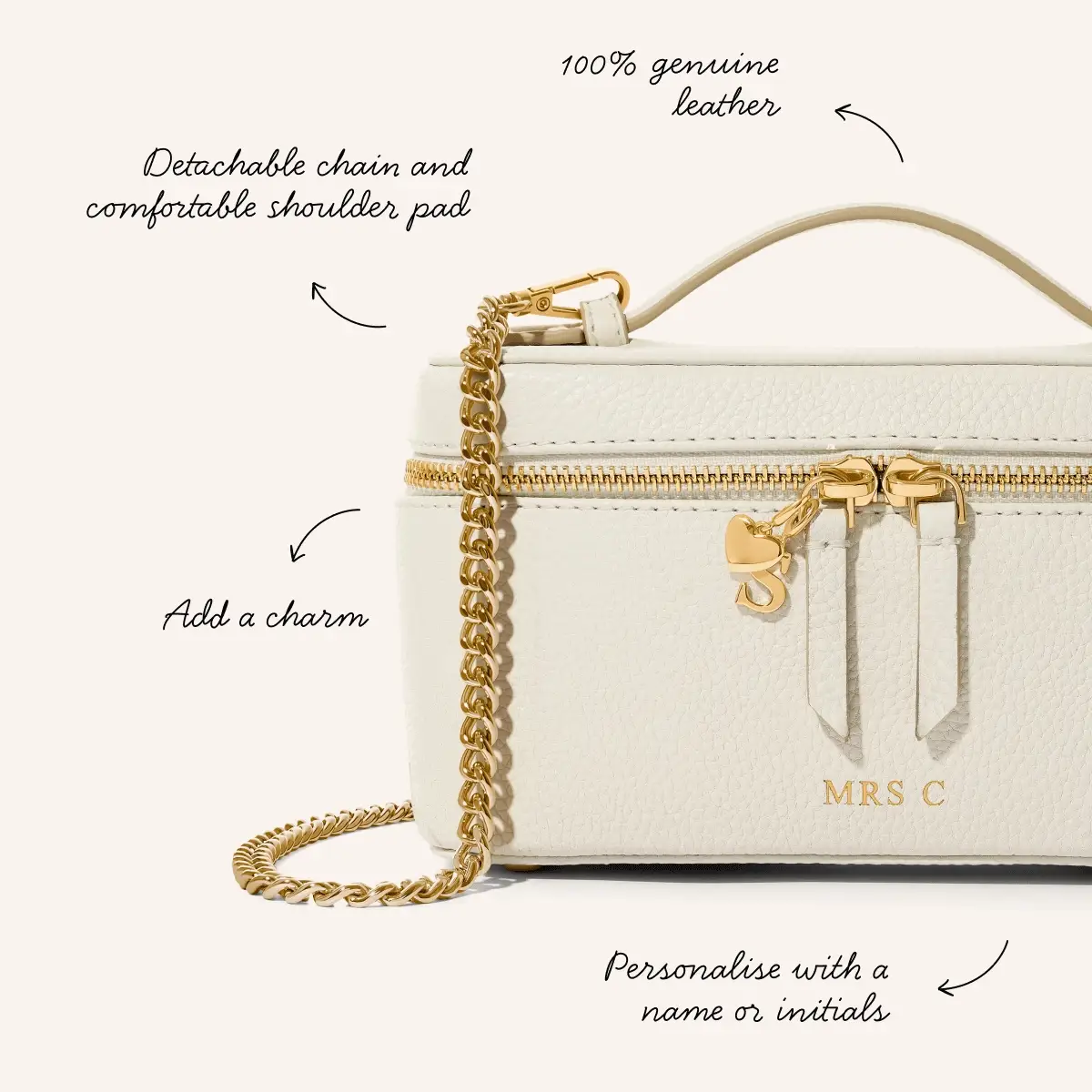 Leather Vanity Bag (Ivory) - Image 3