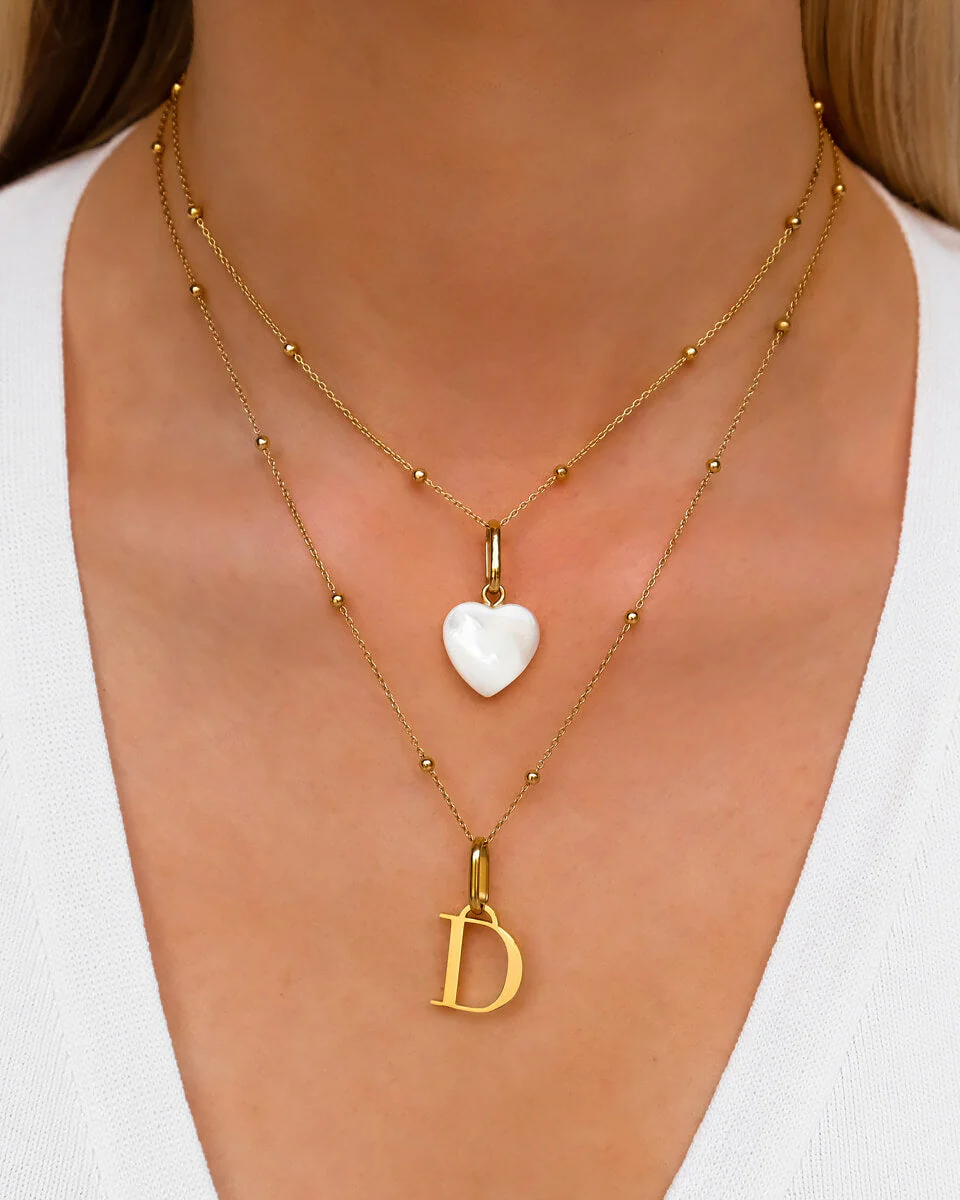 Letter & Birthstone Sphere Chain Layered Set (Gold) - Image 2