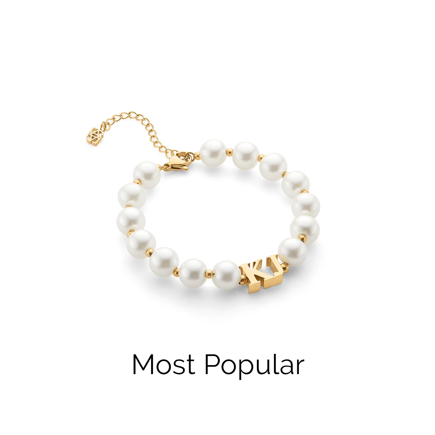 Lunar Pearl Initial Bracelet (Gold) - Image 6