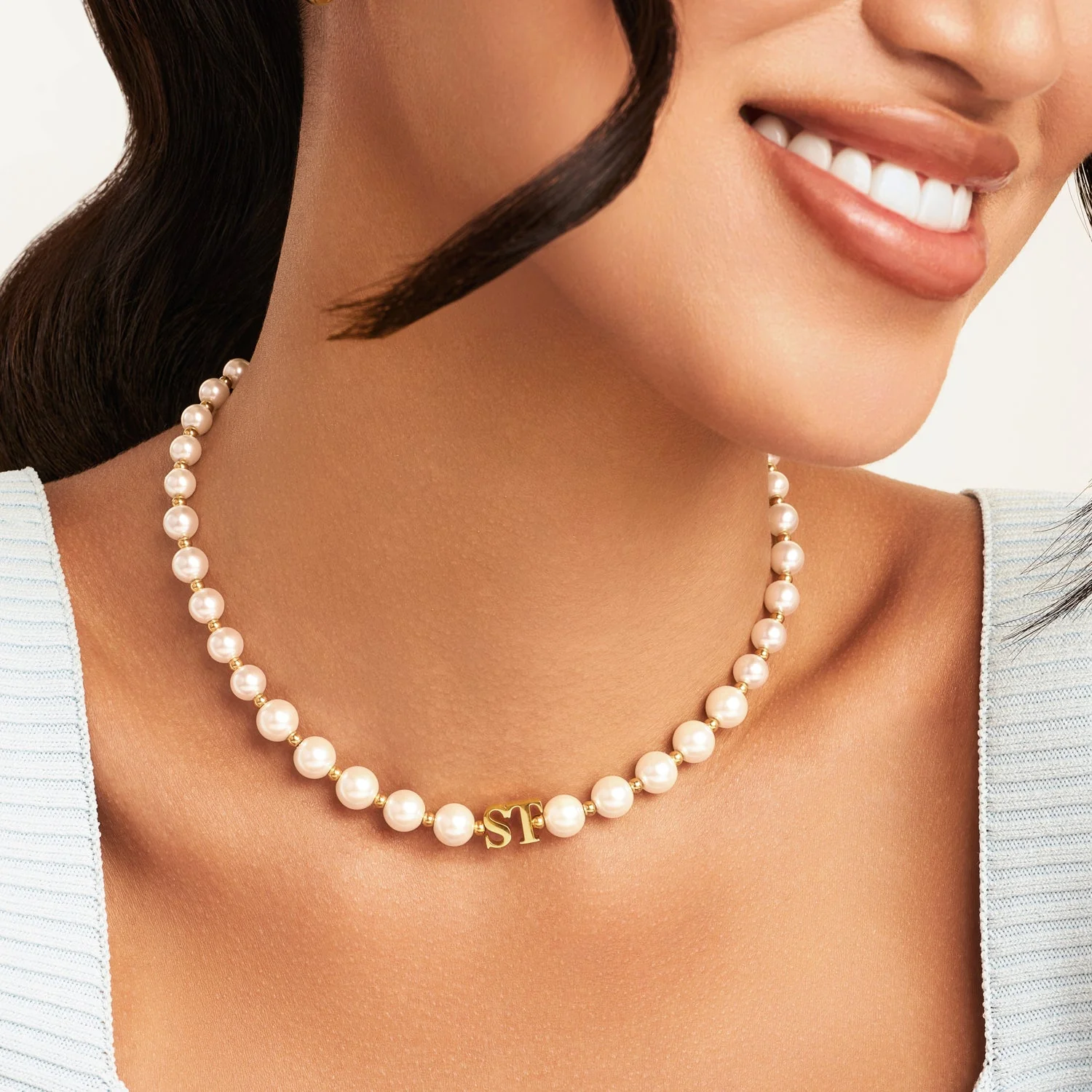 Lunar Pearl Initial Choker (Gold) - Image 2