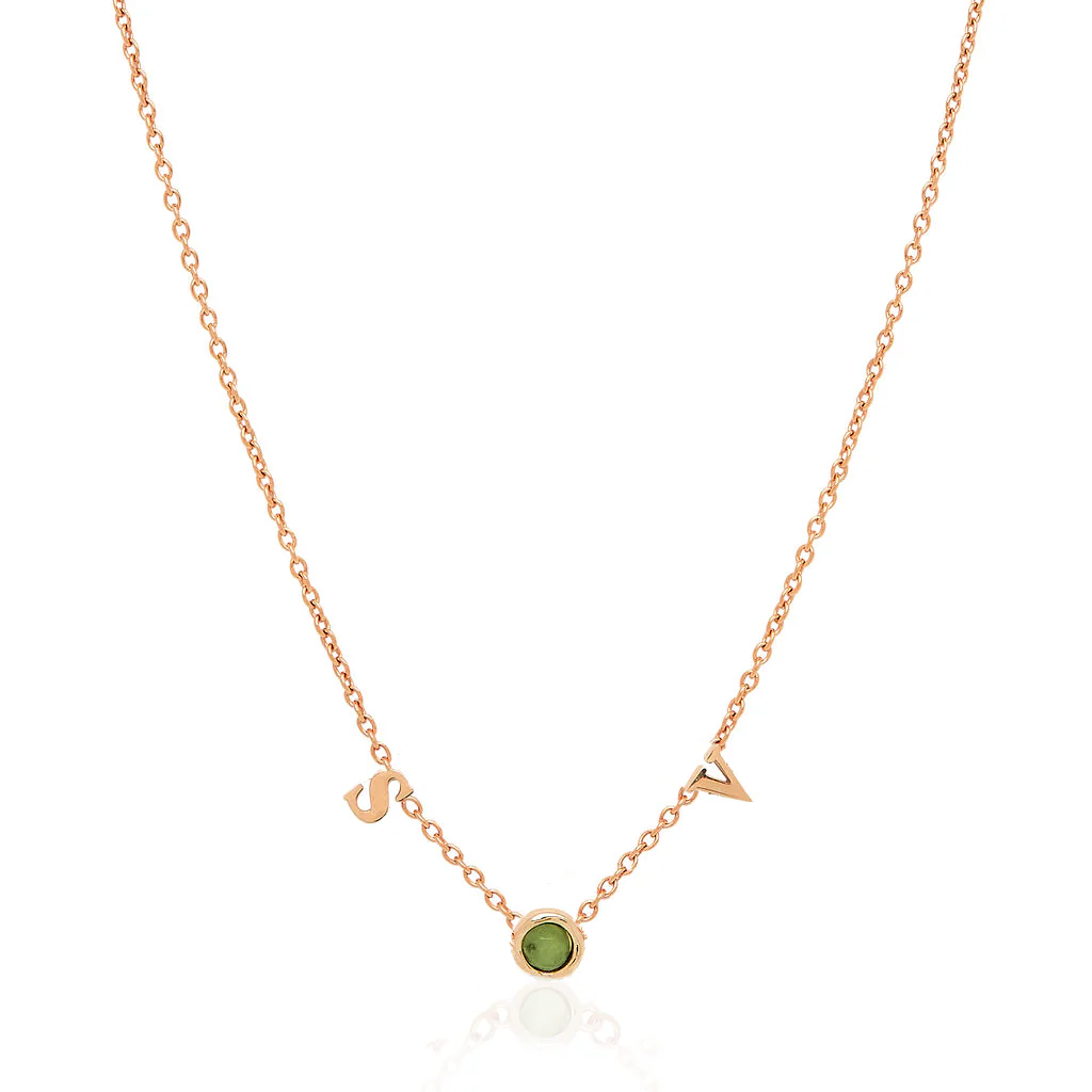 Made Mine Initials & Birthstone Necklace (Rose Gold) - Image 11