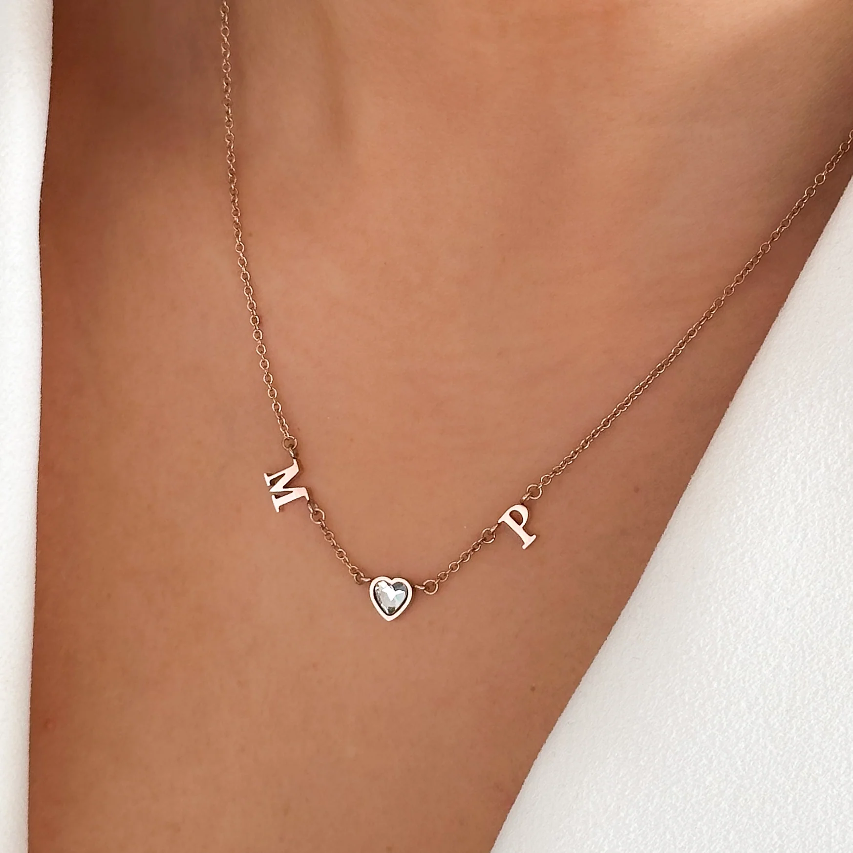 Made Mine Initials & Birthstone Necklace (Rose Gold) - Image 3