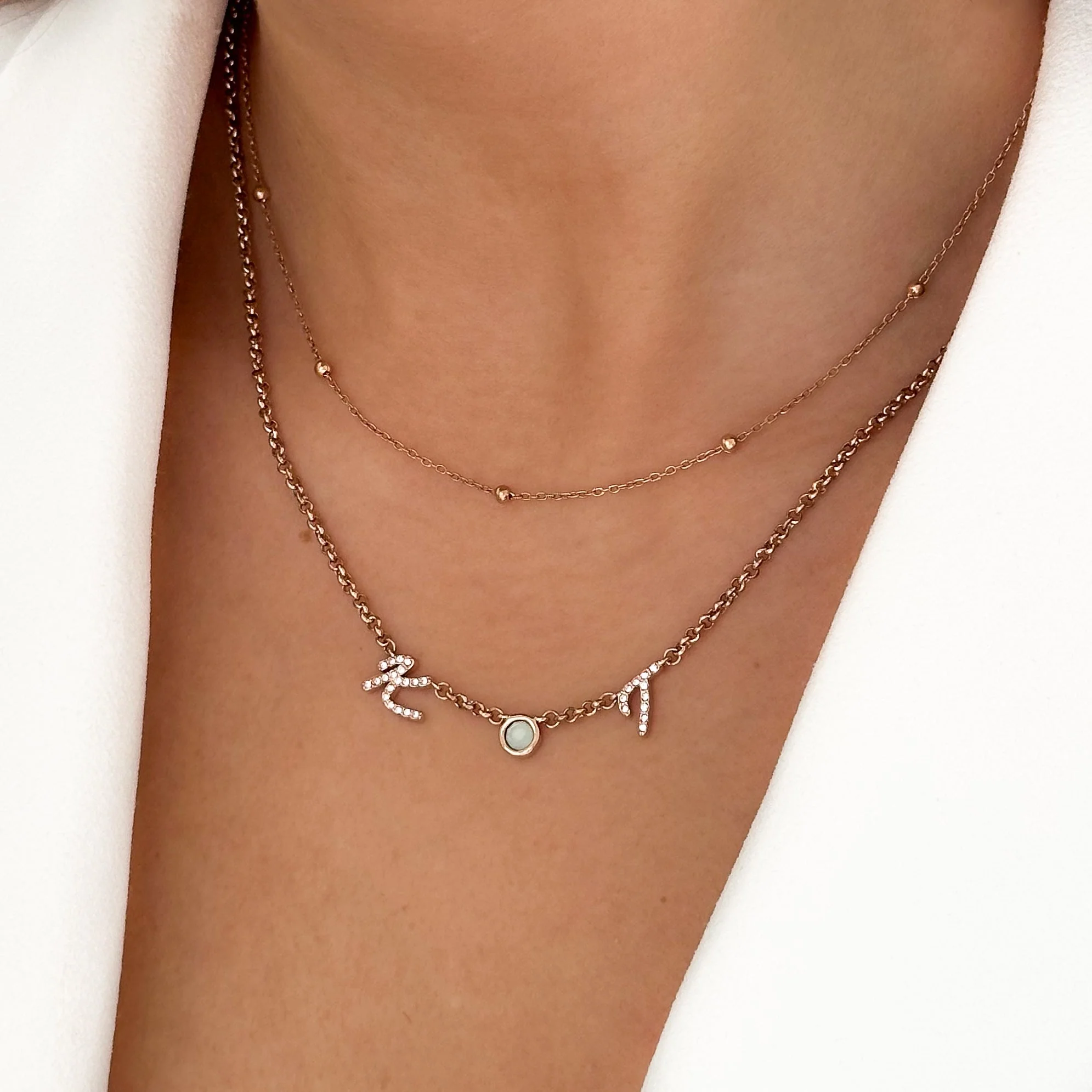Made Mine Initials & Birthstone Necklace (Rose Gold) - Image 4