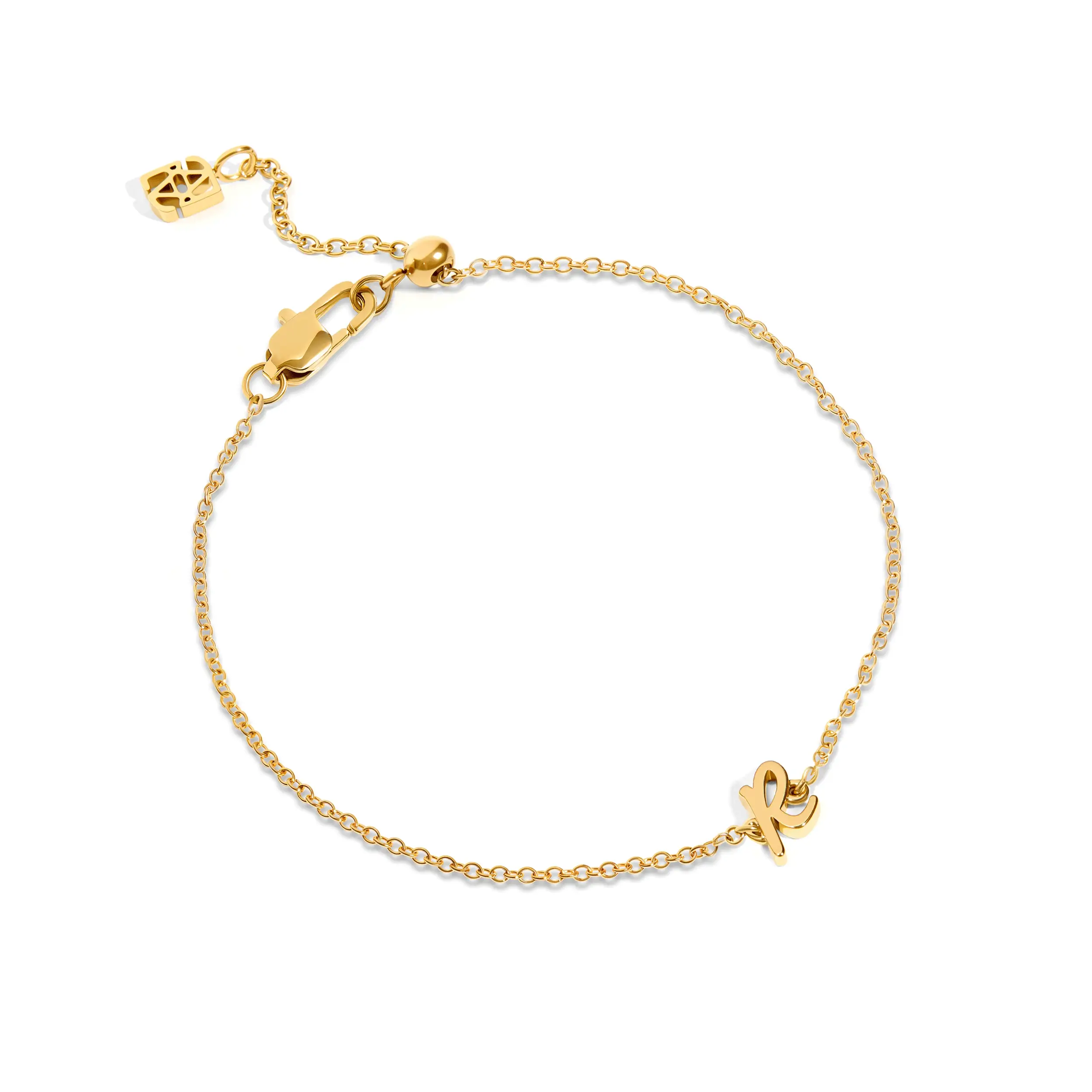 Made Mine Script Letter Bracelet (Gold) - Clientbase