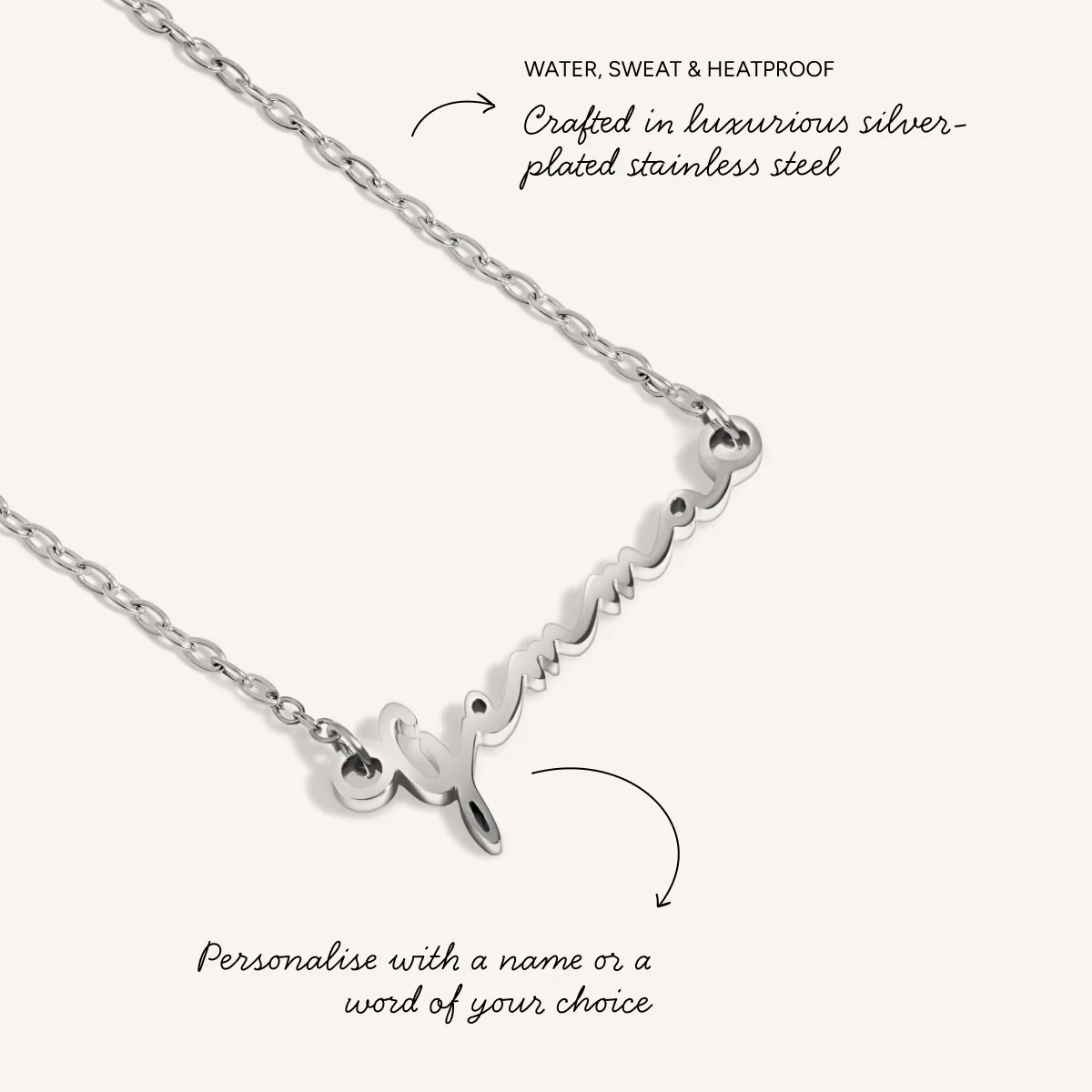 Mini Signature Name Necklace (Silver) - Image 3