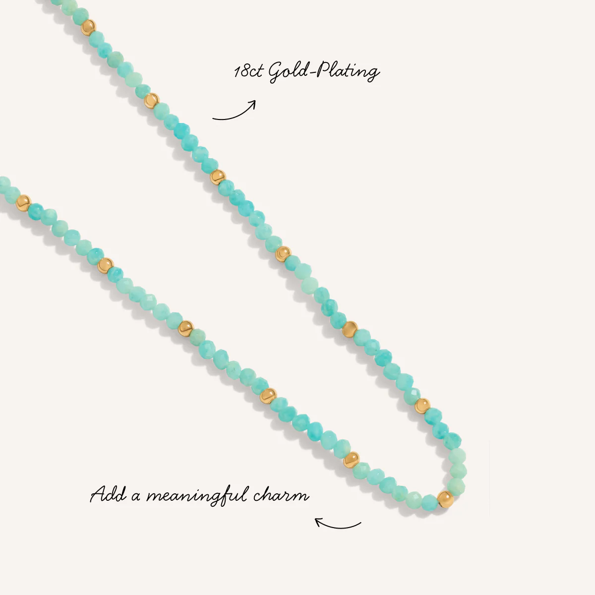 Mini Beaded Blue Necklace (Gold) - Image 3