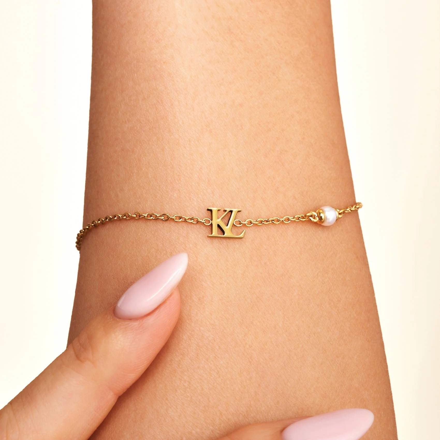Mini Double Initial Bracelet (Gold) - Image 2