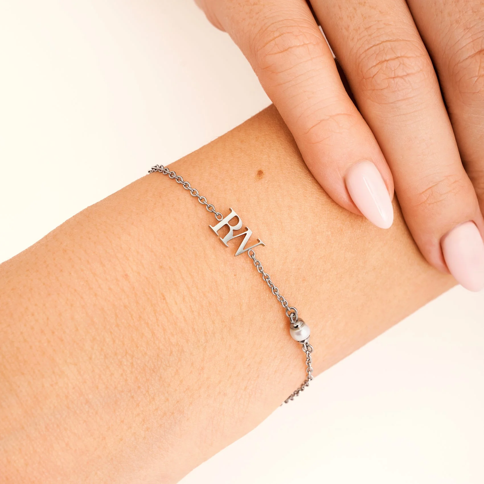 Mini Double Initial Bracelet (Silver) - Image 3