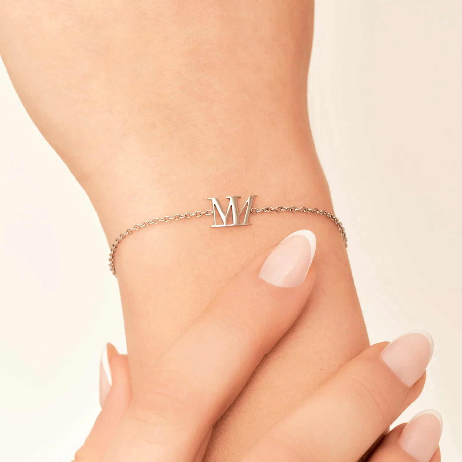 Mini Double Initial Bracelet (Silver) - Image 4