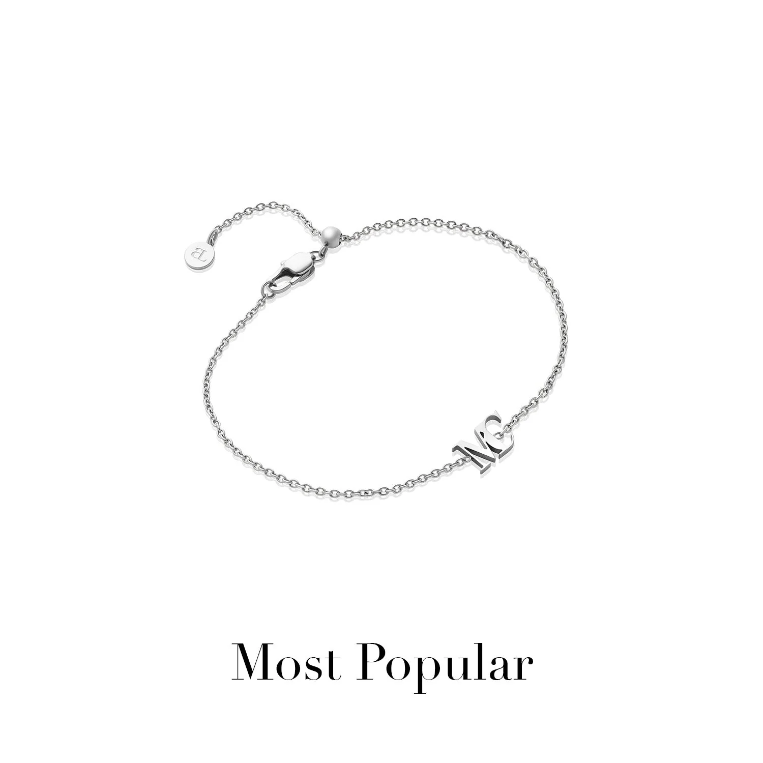 Mini Double Initial Bracelet (Silver) - Image 7