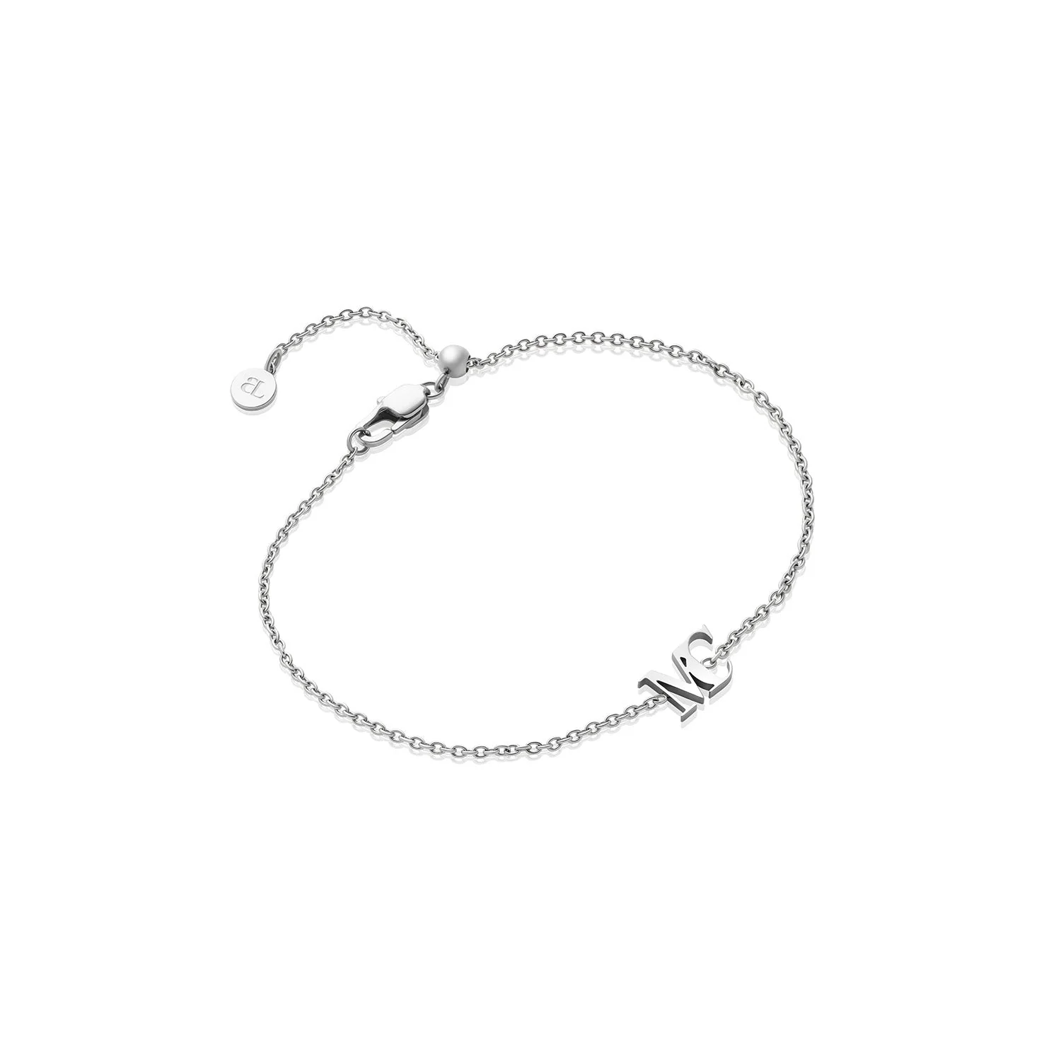 Mini Double Initial Bracelet (Silver) - Image 8