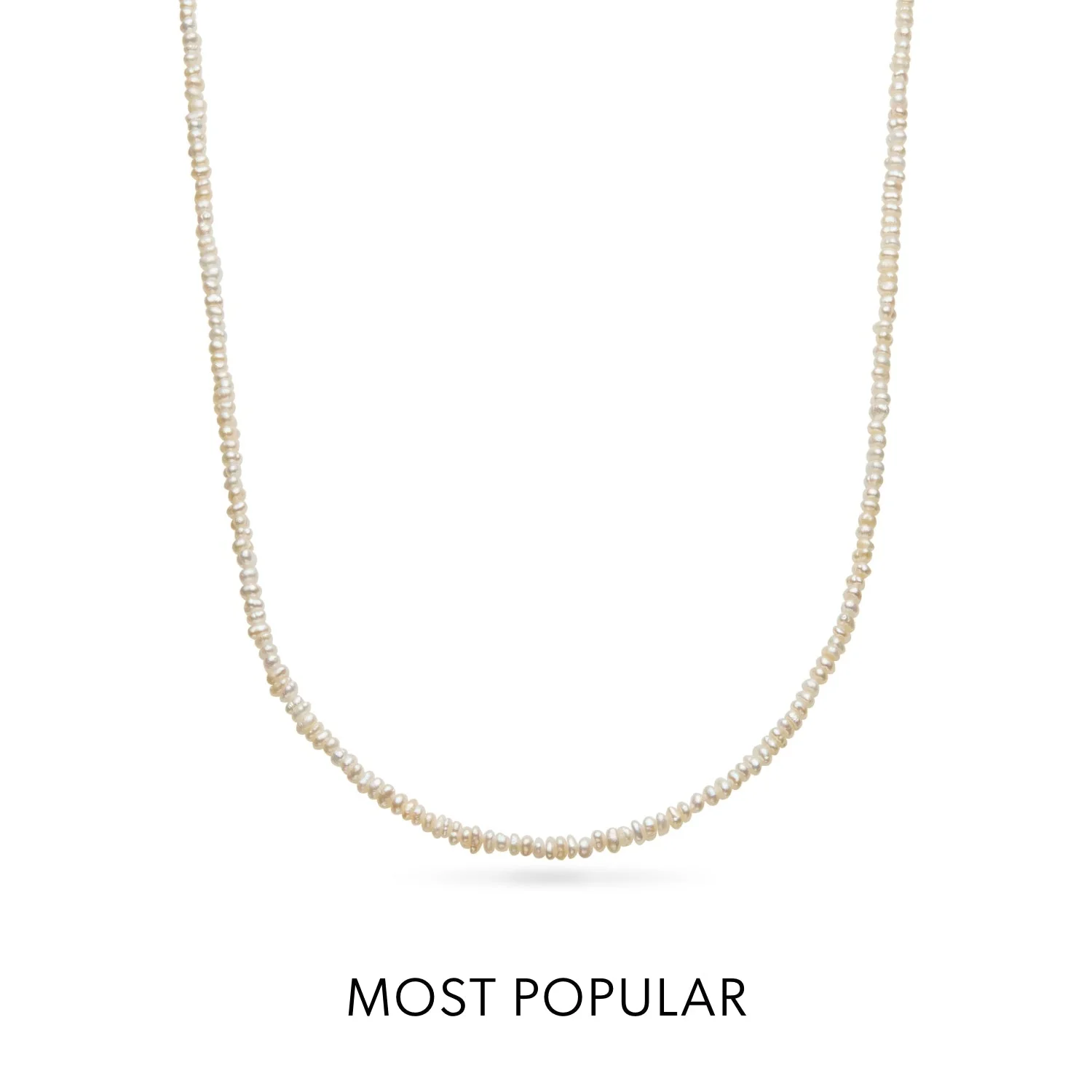 Layering Mini Pearl Beaded Chain Necklace (Silver) - Image 3