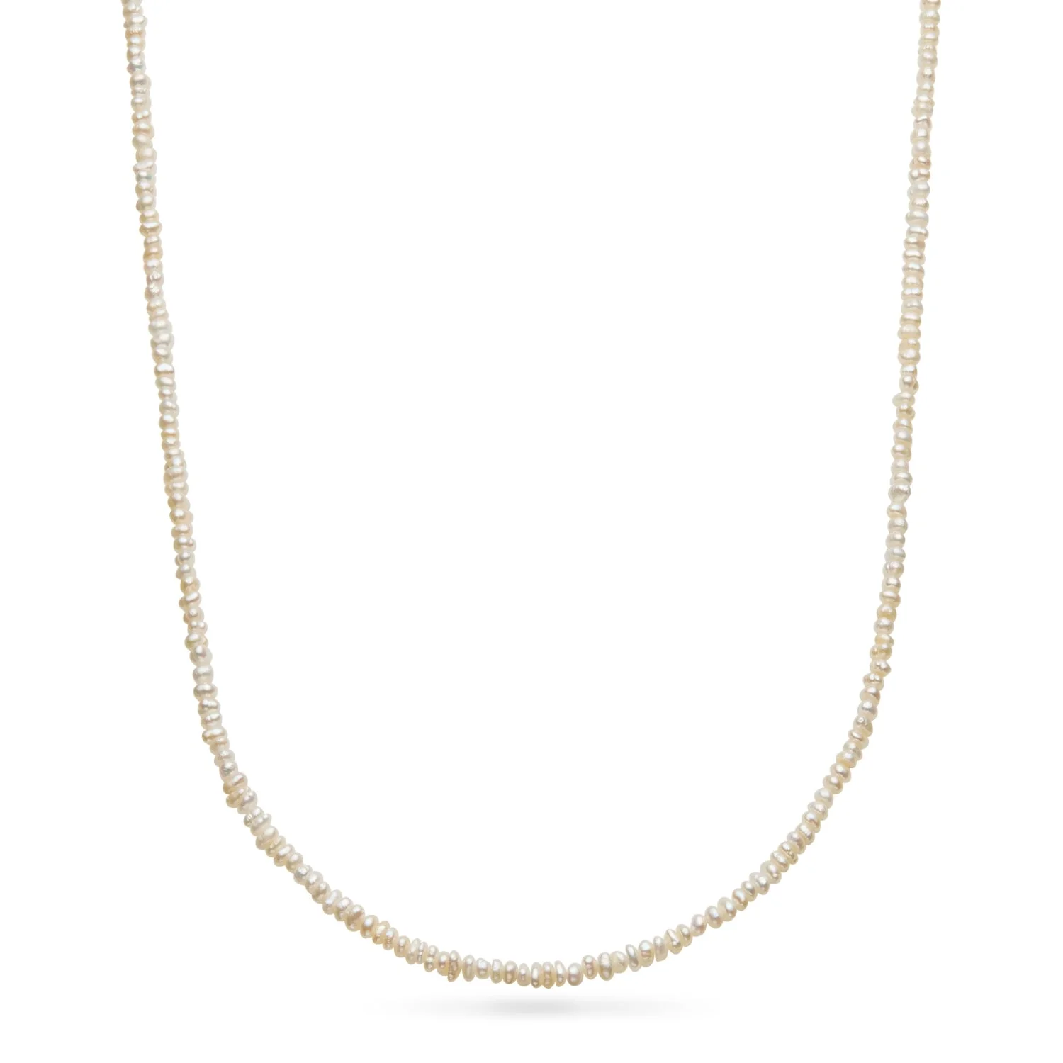Layering Mini Pearl Beaded Chain Necklace (Silver) - Image 4