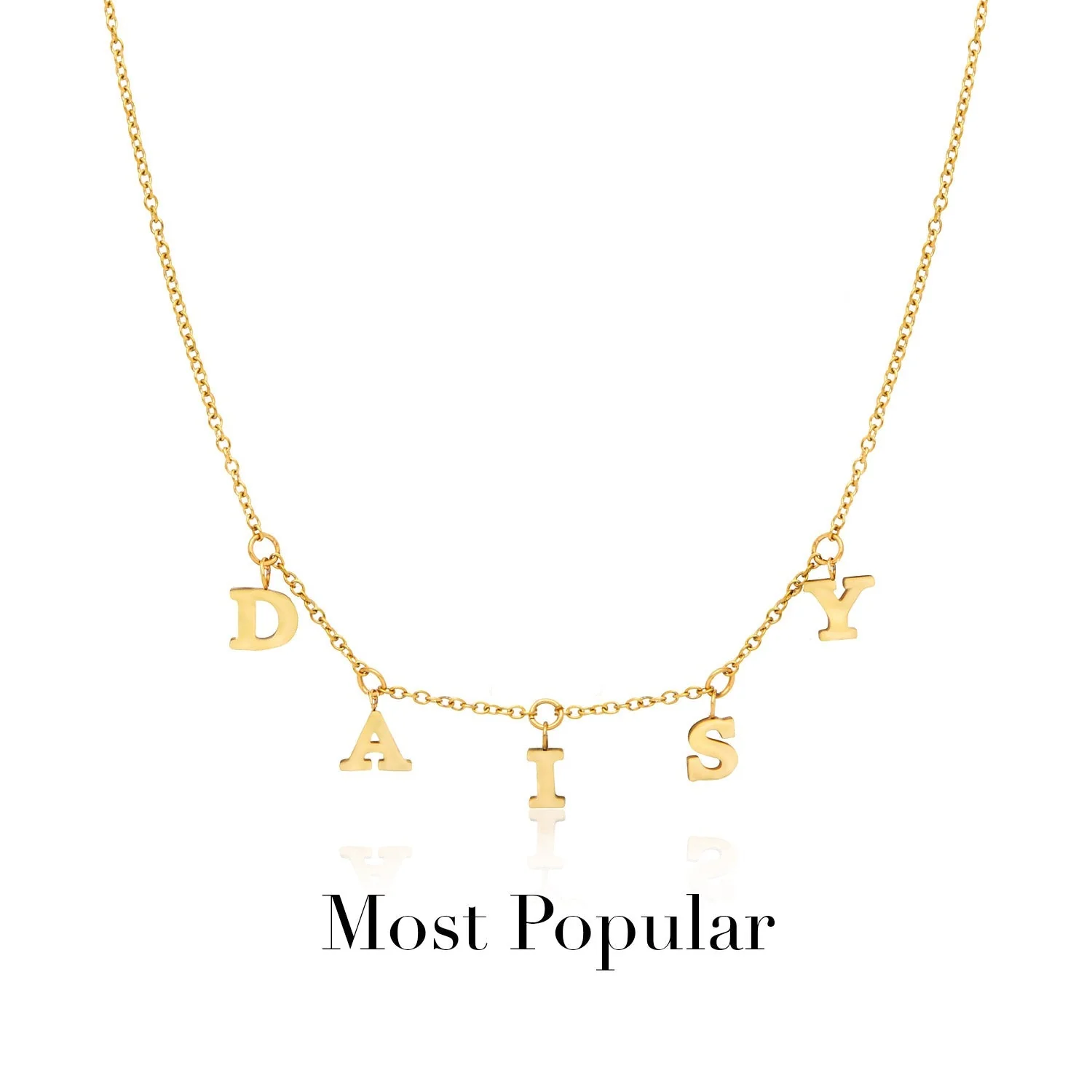 Mini Hanging Letter Name Necklace (Gold) - Image 5