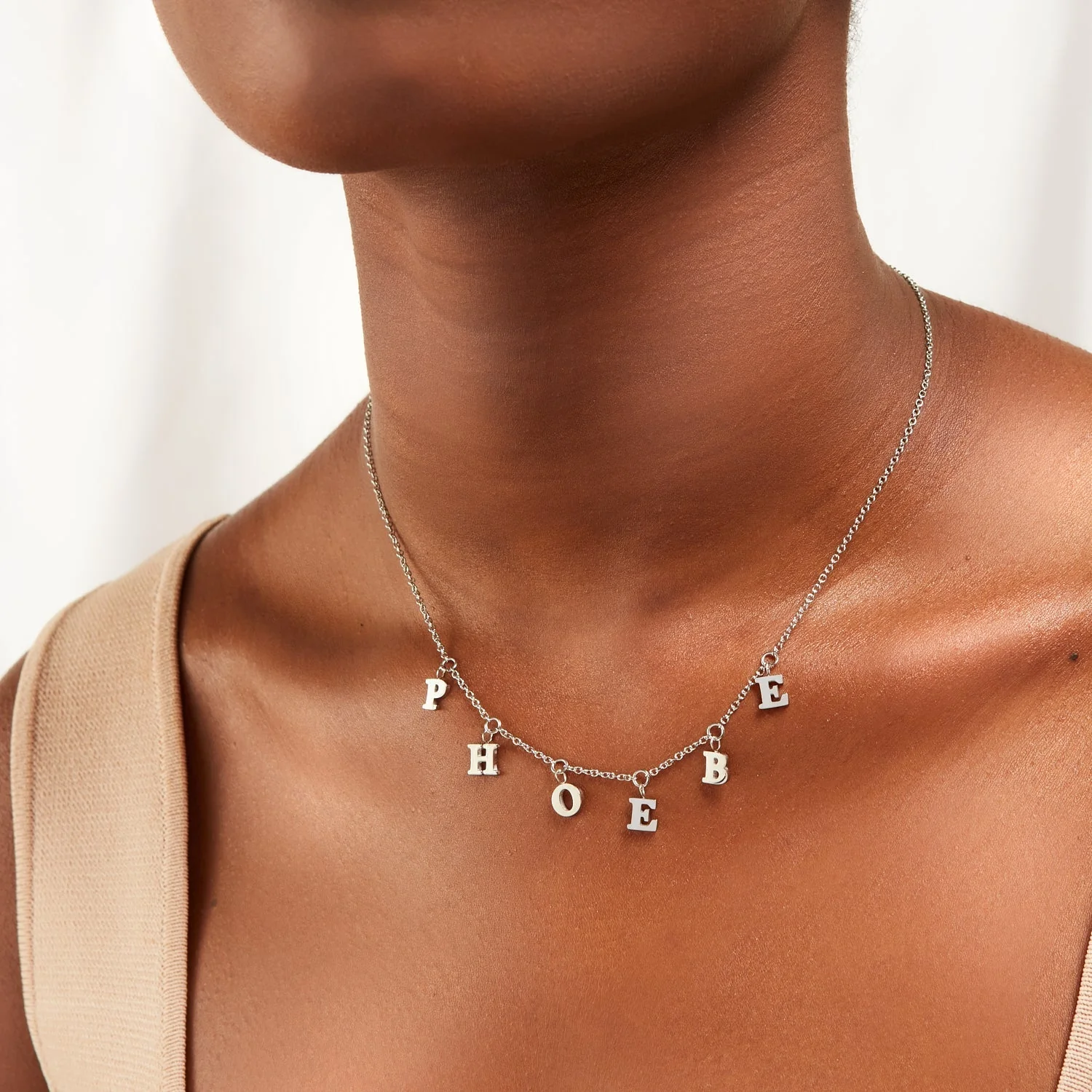 Mini Hanging Letter Name Necklace (Silver) - Image 3