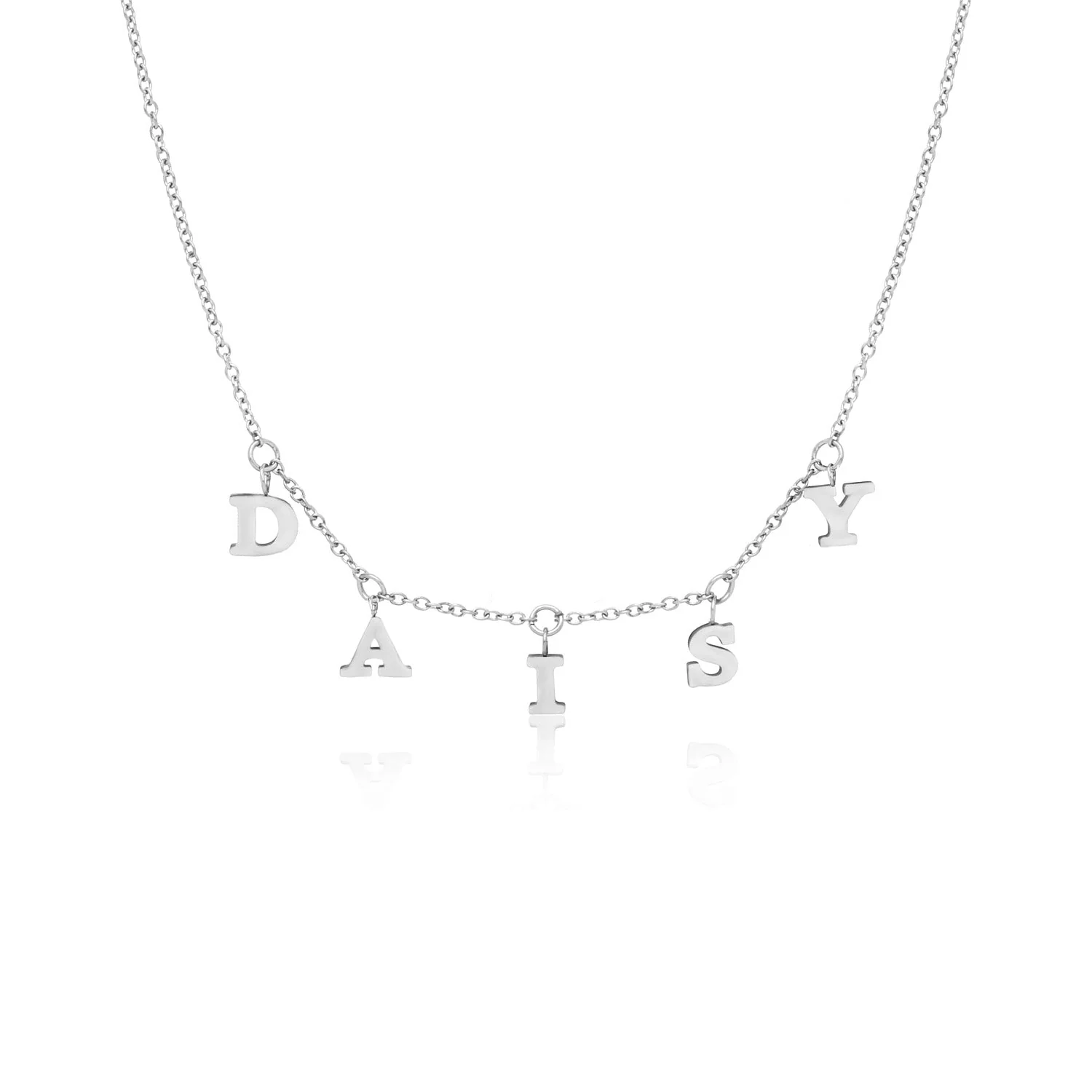 Mini Hanging Letter Name Necklace (Silver) - Image 4