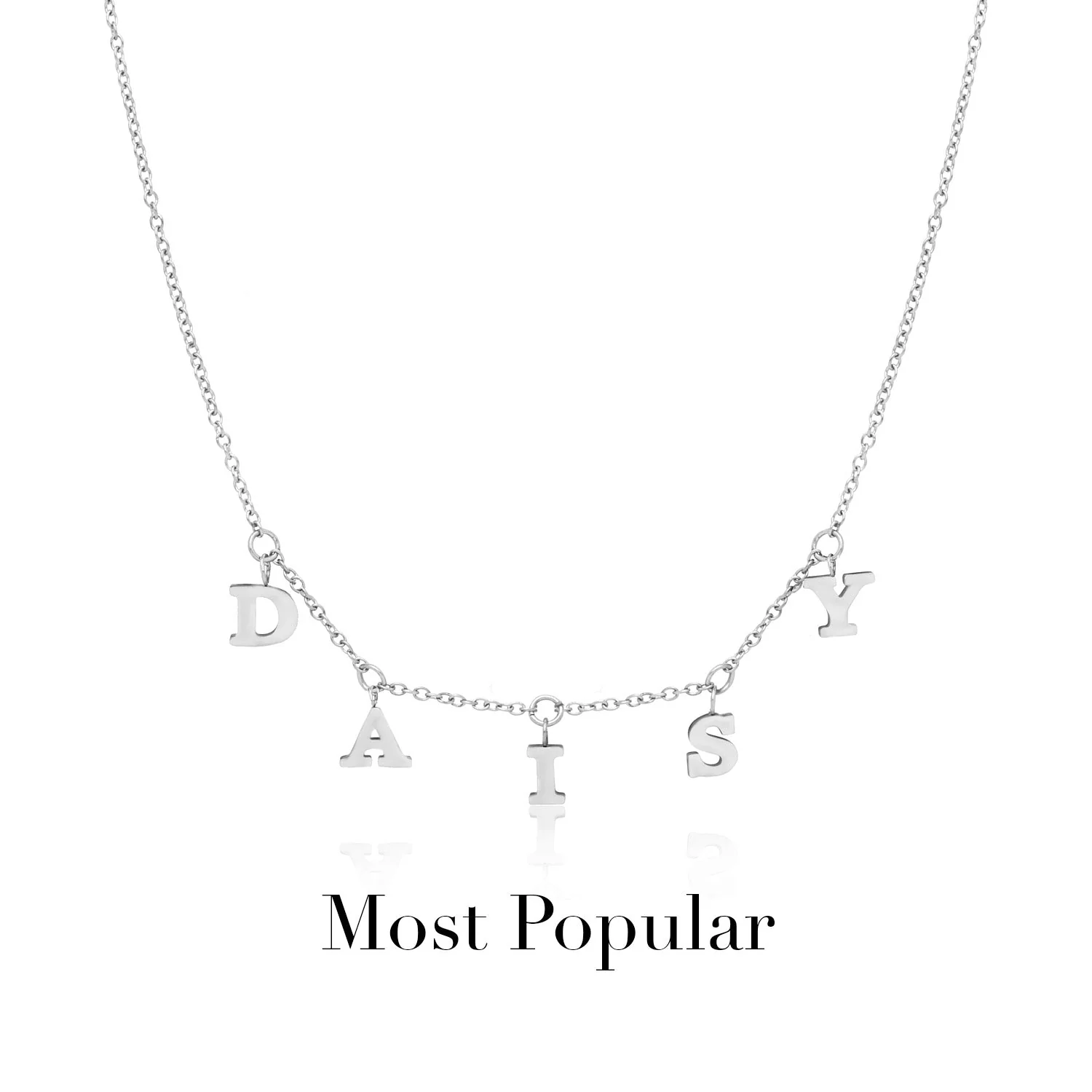 Mini Hanging Letter Name Necklace (Silver) - Image 5