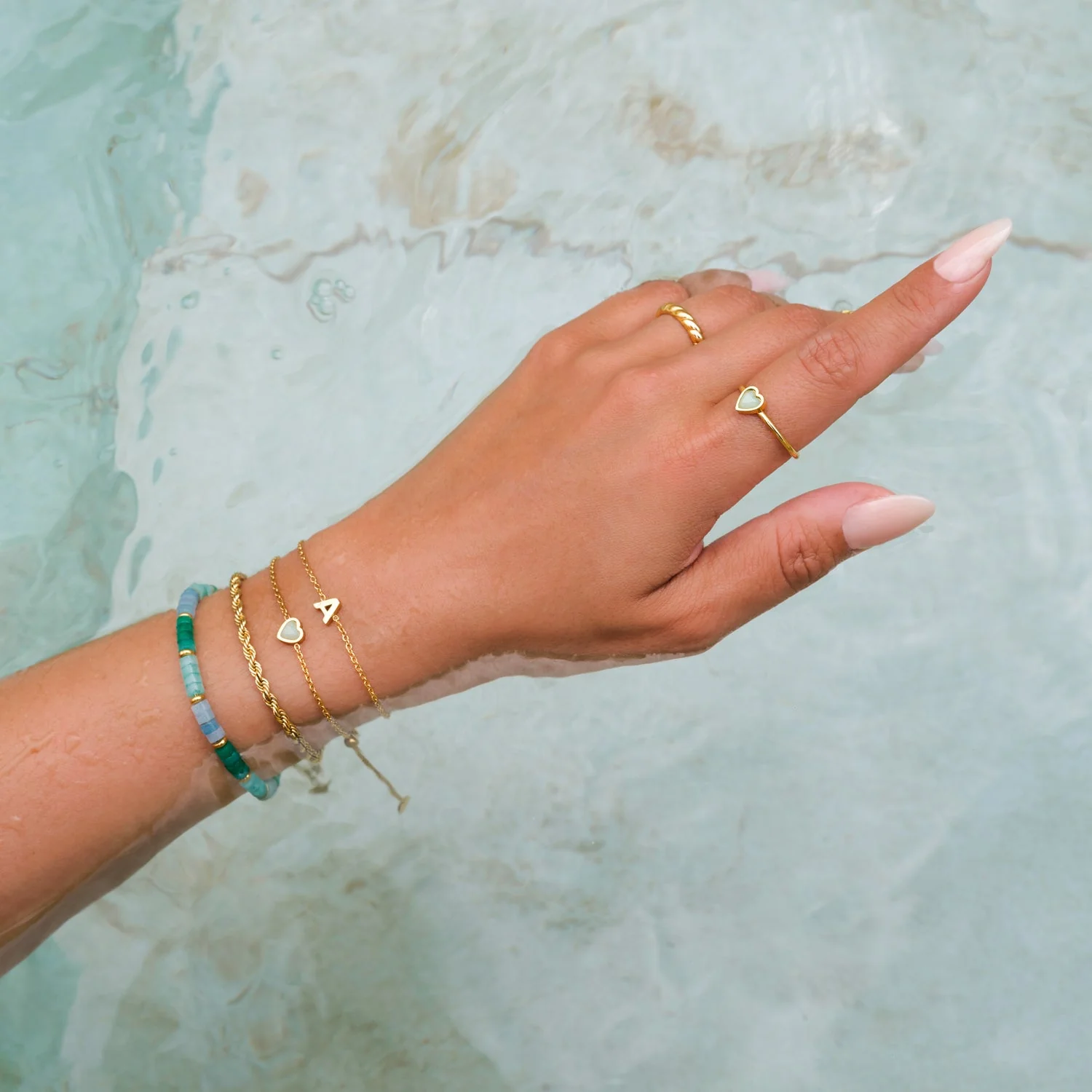 Mini Heart Birthstone Bracelet (Gold) - Image 5