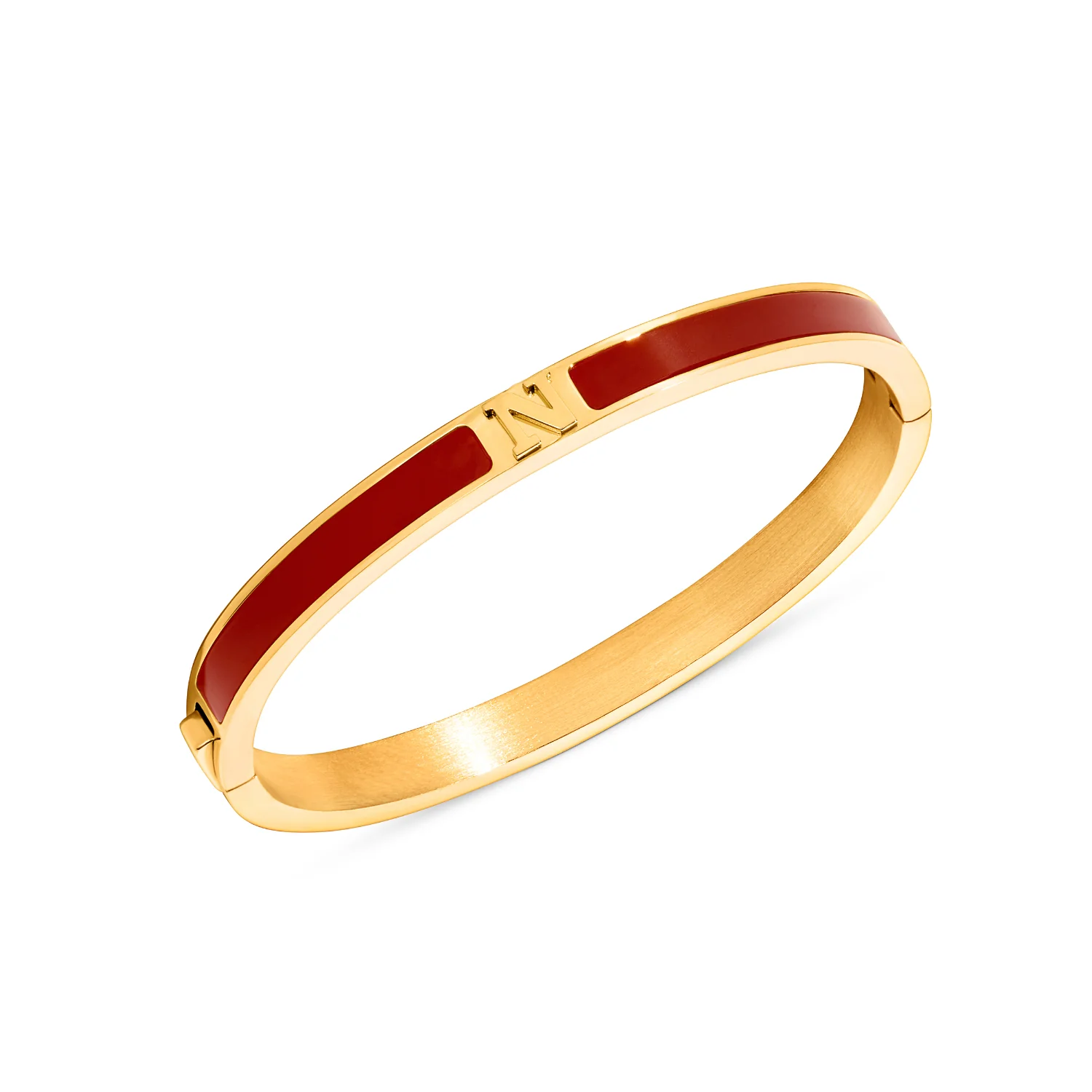 Mini Icon Burgundy Initial Bangle (Gold) - Image 6
