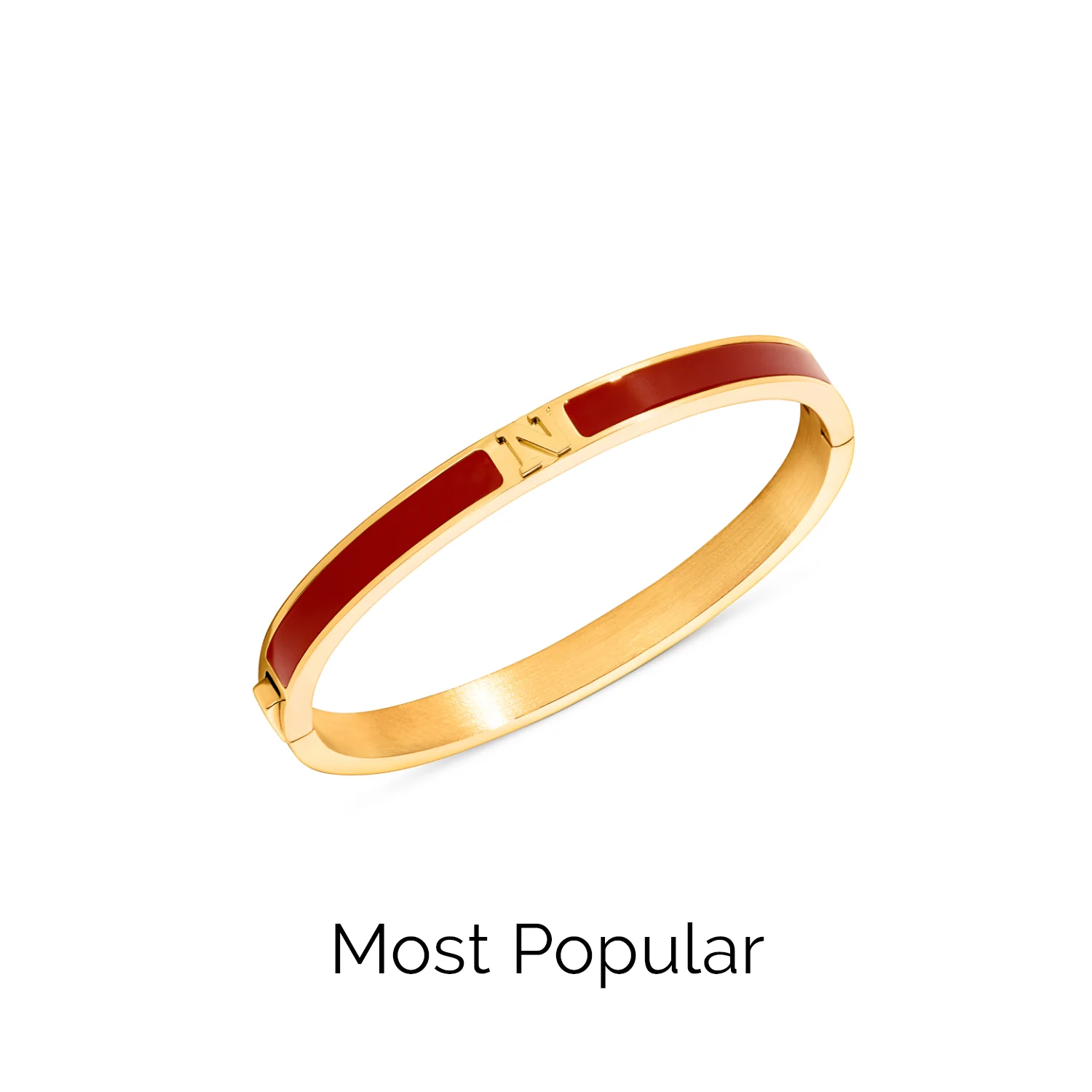 Mini Icon Burgundy Initial Bangle (Gold) - Image 7