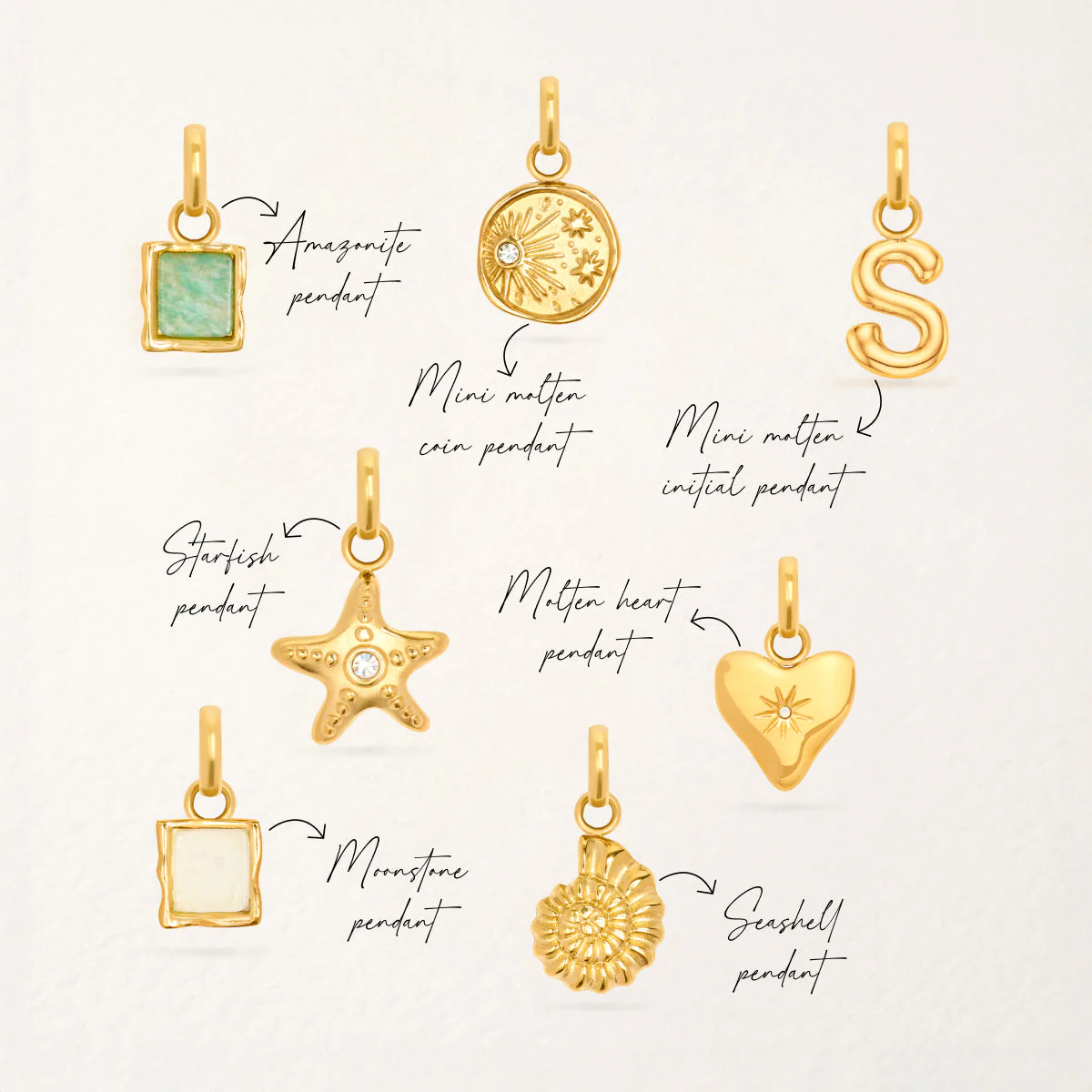 Mini Molten Initial Pendant (Gold) - Image 3