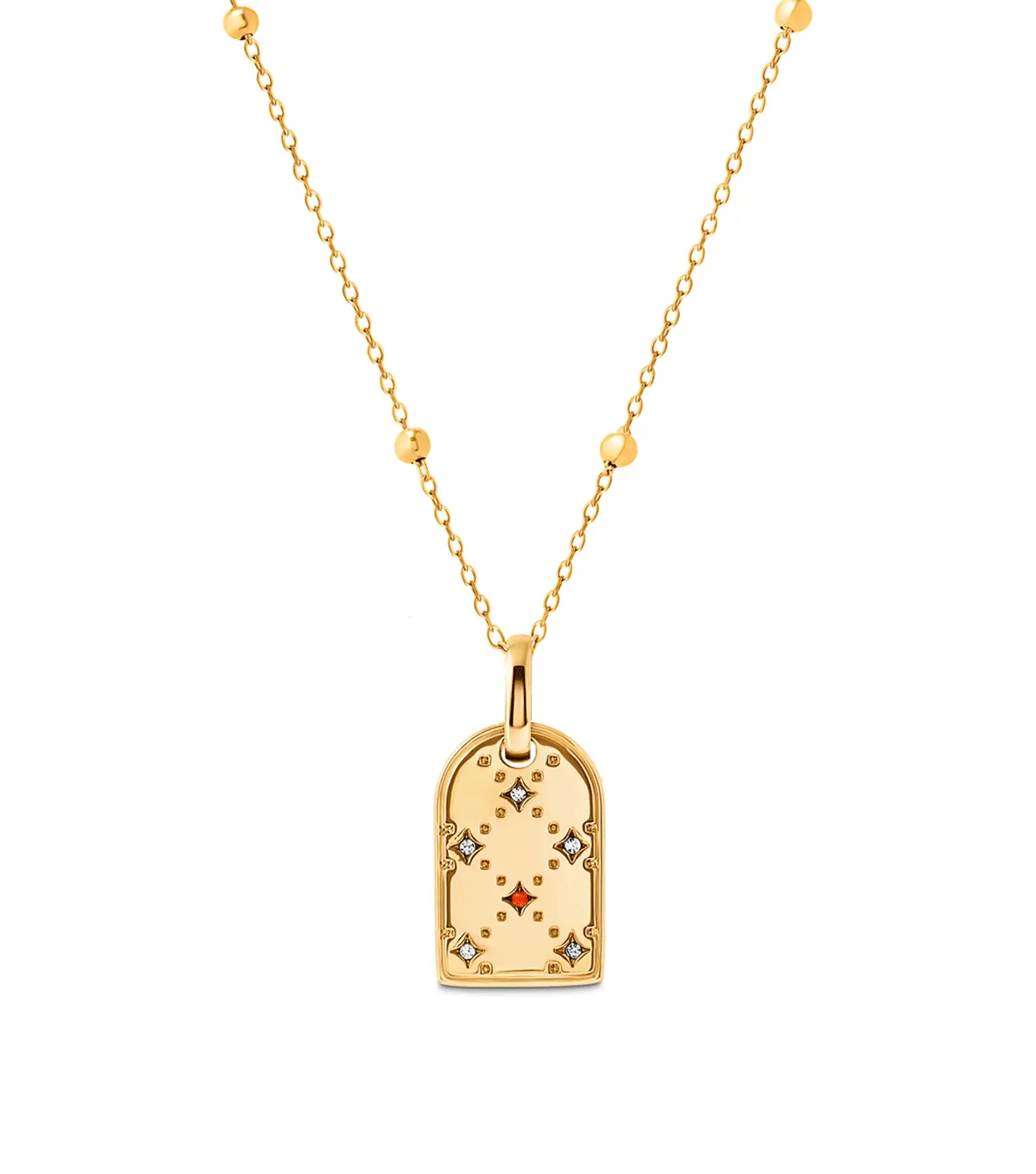 Mini Monogram Birthstone Tag Necklace (Gold)