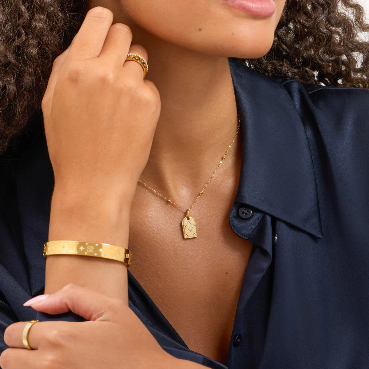 Mini Monogram Birthstone Tag Necklace (Gold) - Image 3