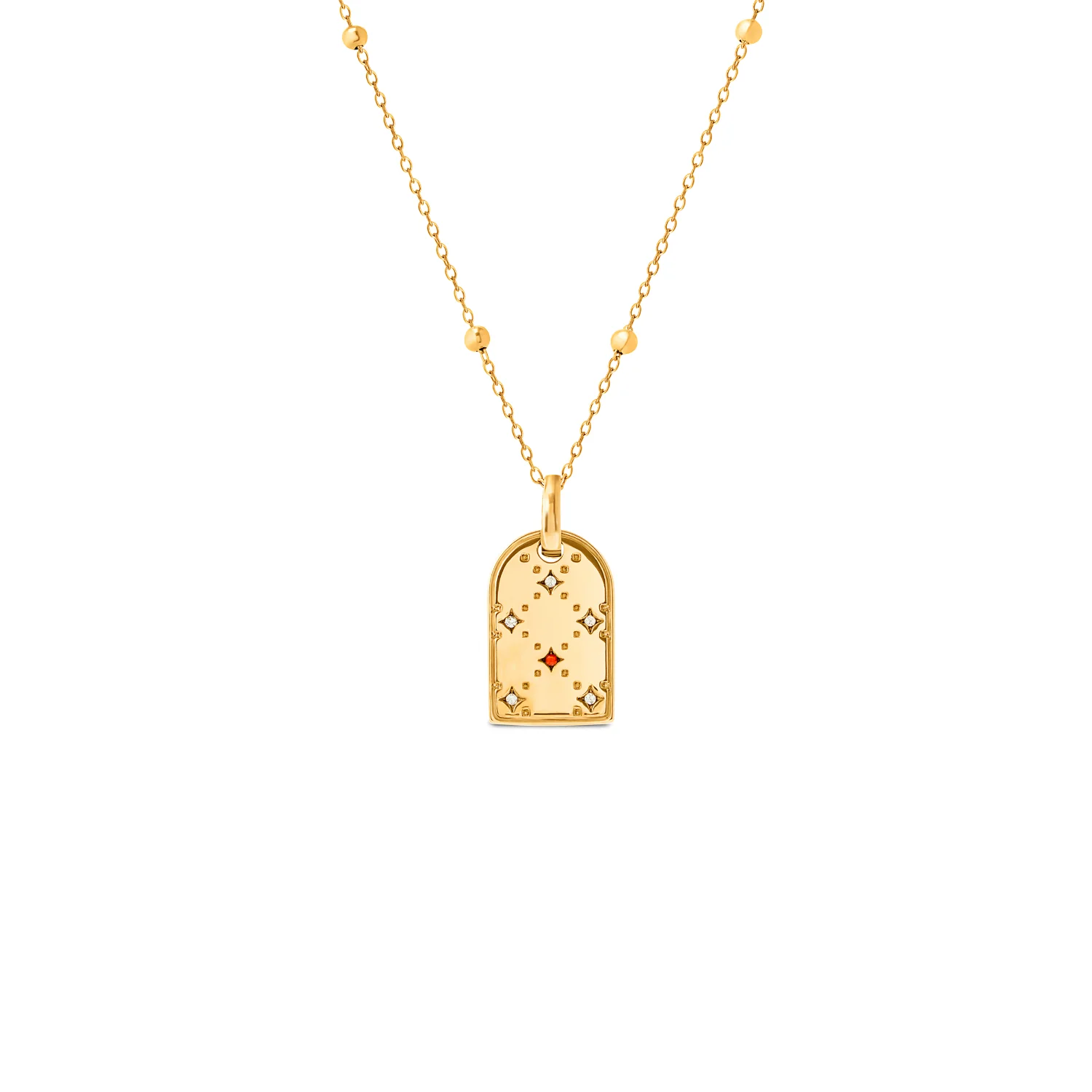 Mini Monogram Birthstone Tag Necklace (Gold) - Image 6