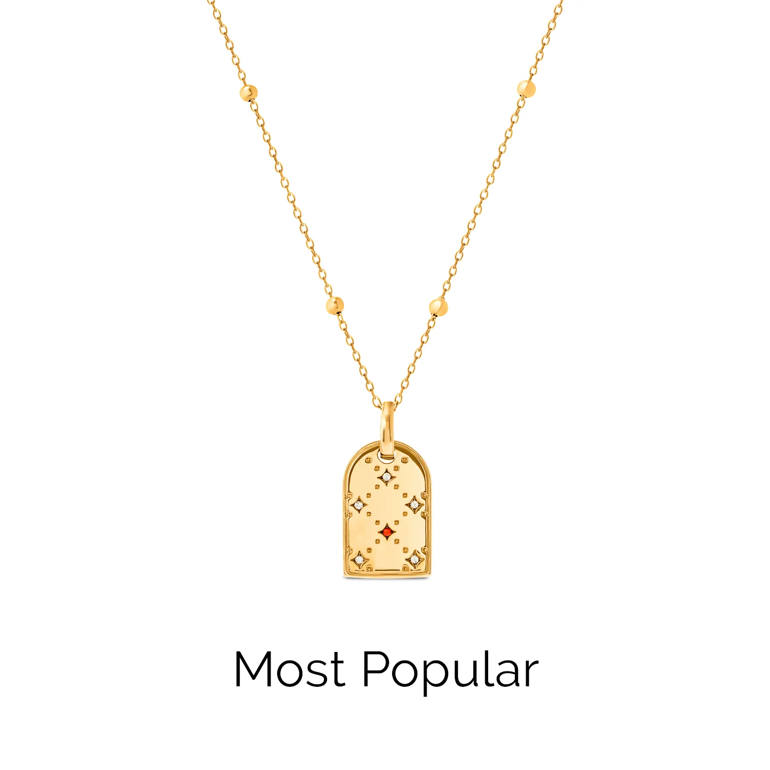 Mini Monogram Birthstone Tag Necklace (Gold) - Image 8