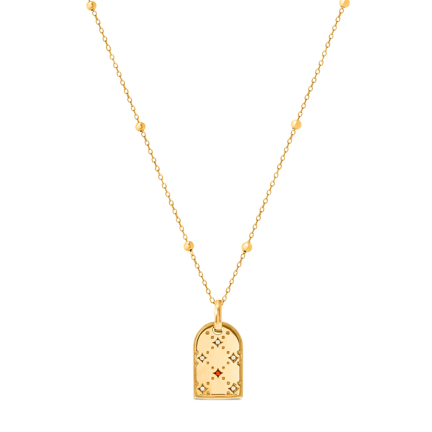 Mini Monogram Birthstone Tag Necklace (Gold) - Image 9