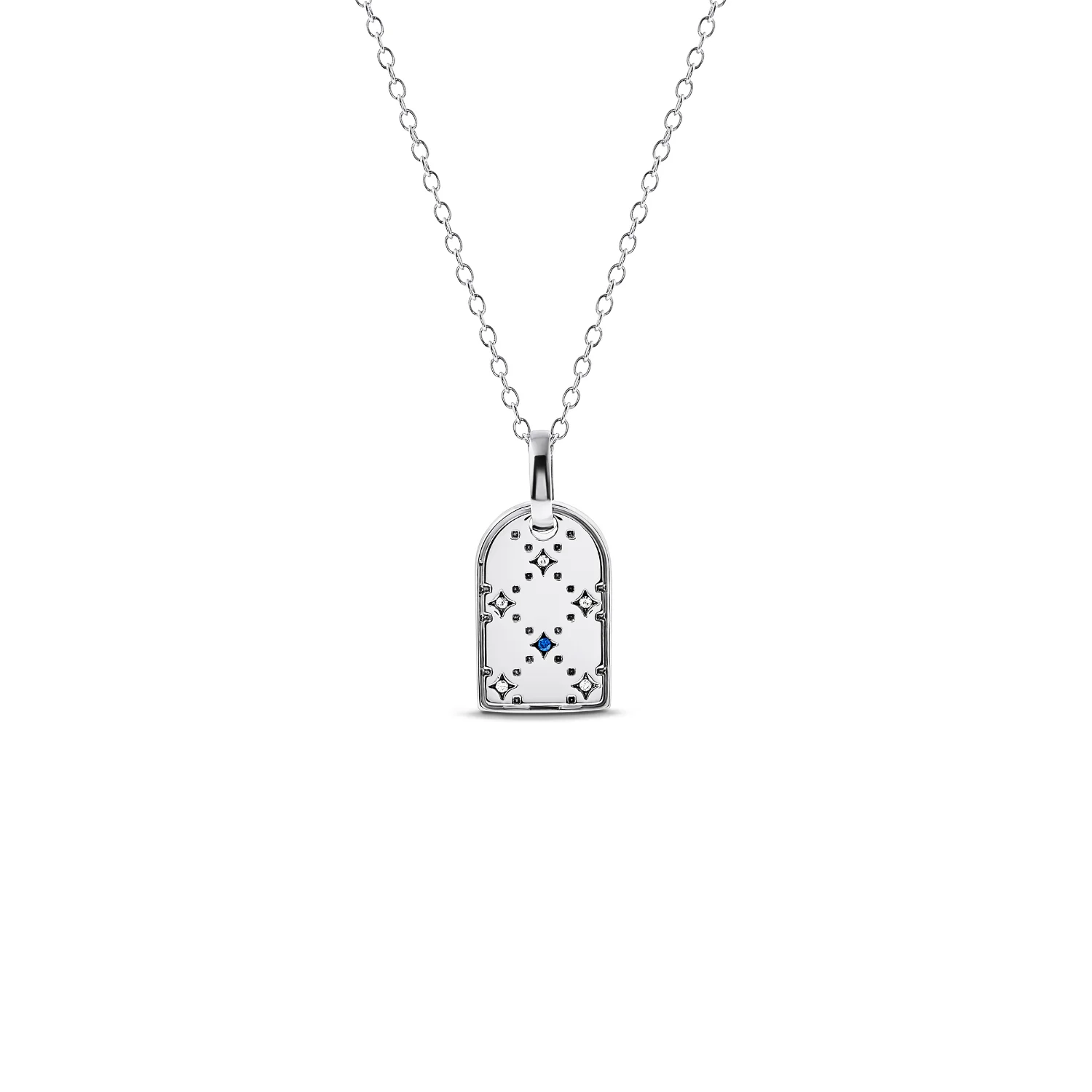 Mini Monogram Birthstone Tag Necklace (Silver) - Image 10