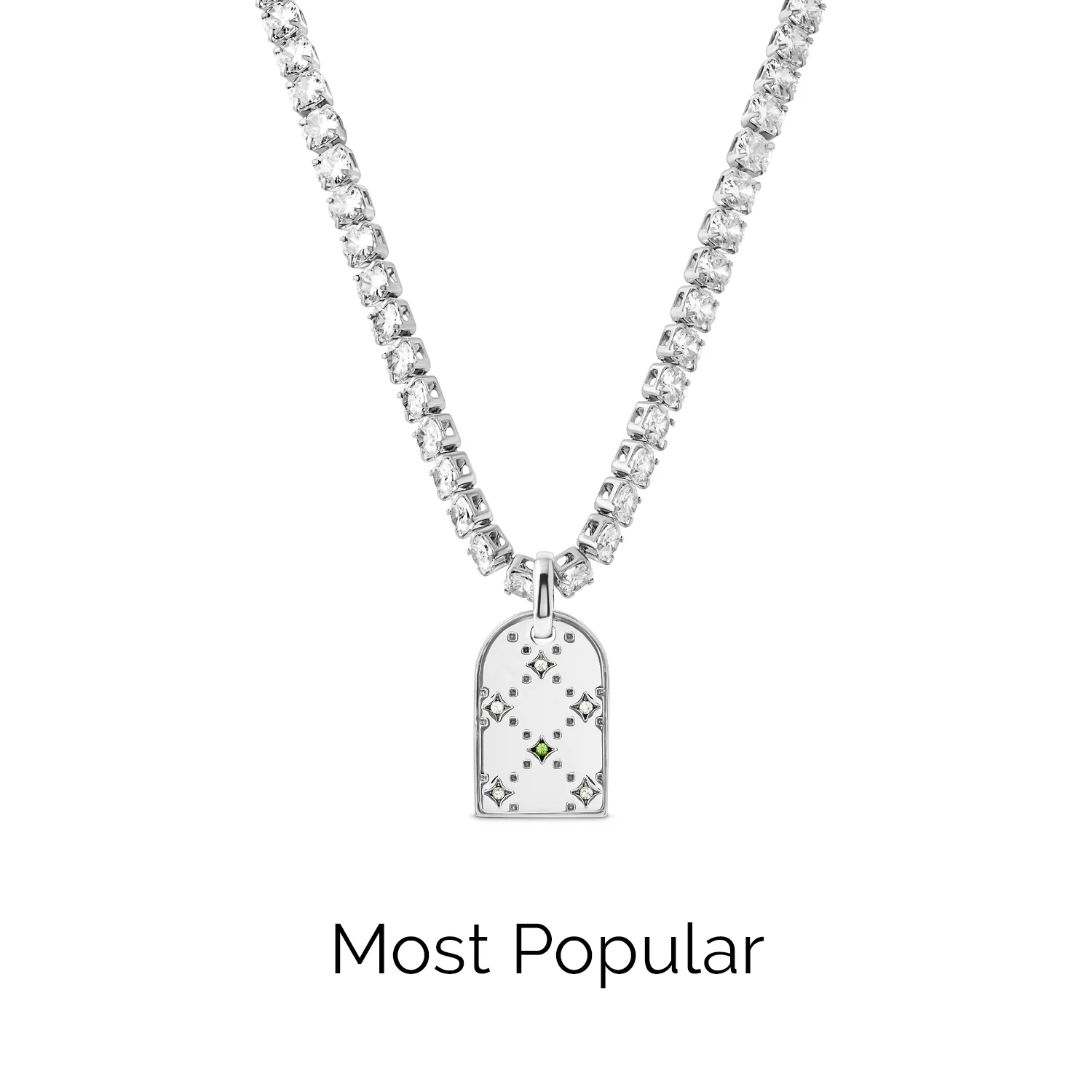 Mini Monogram Birthstone Tag Necklace (Silver) - Image 11
