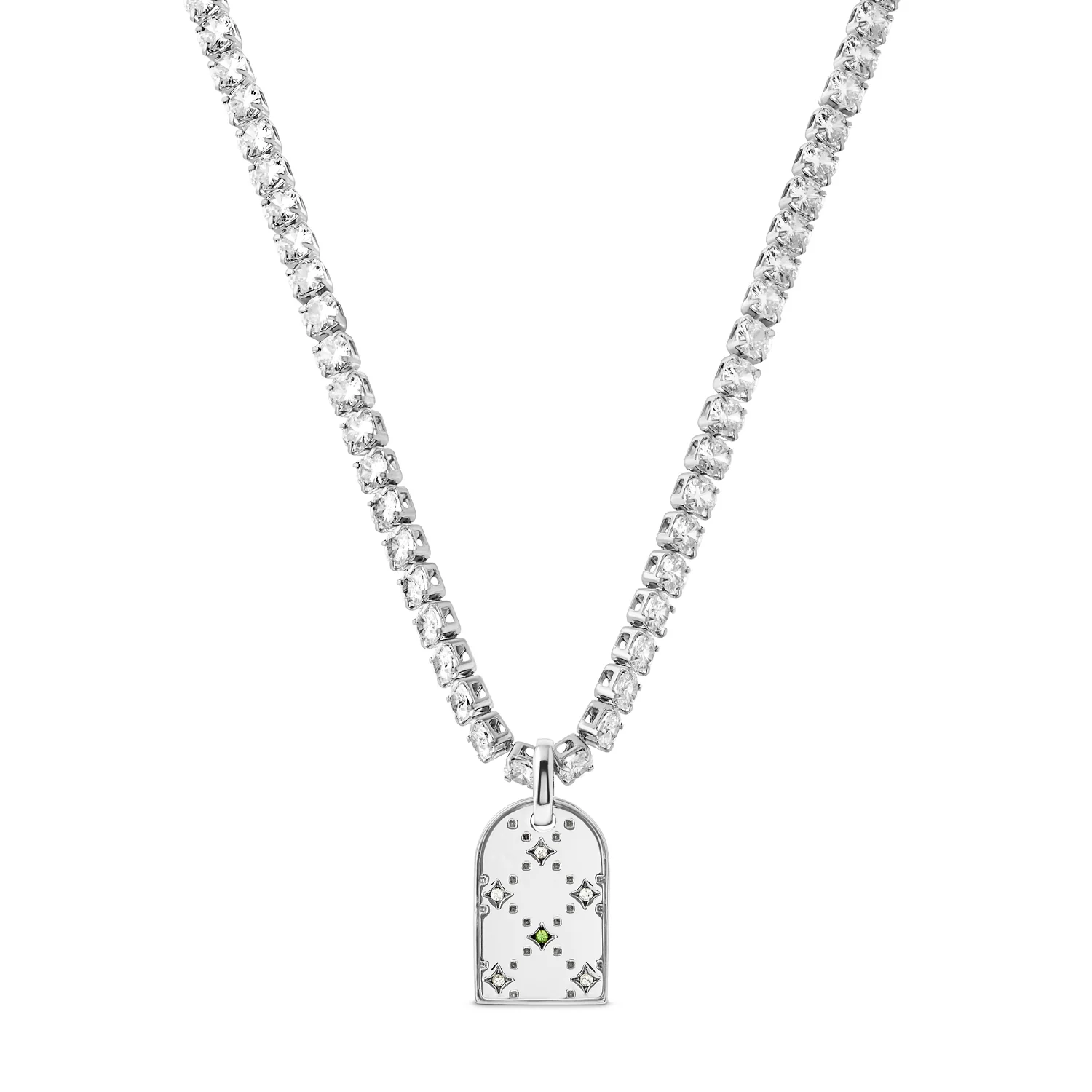 Mini Monogram Birthstone Tag Necklace (Silver) - Image 12