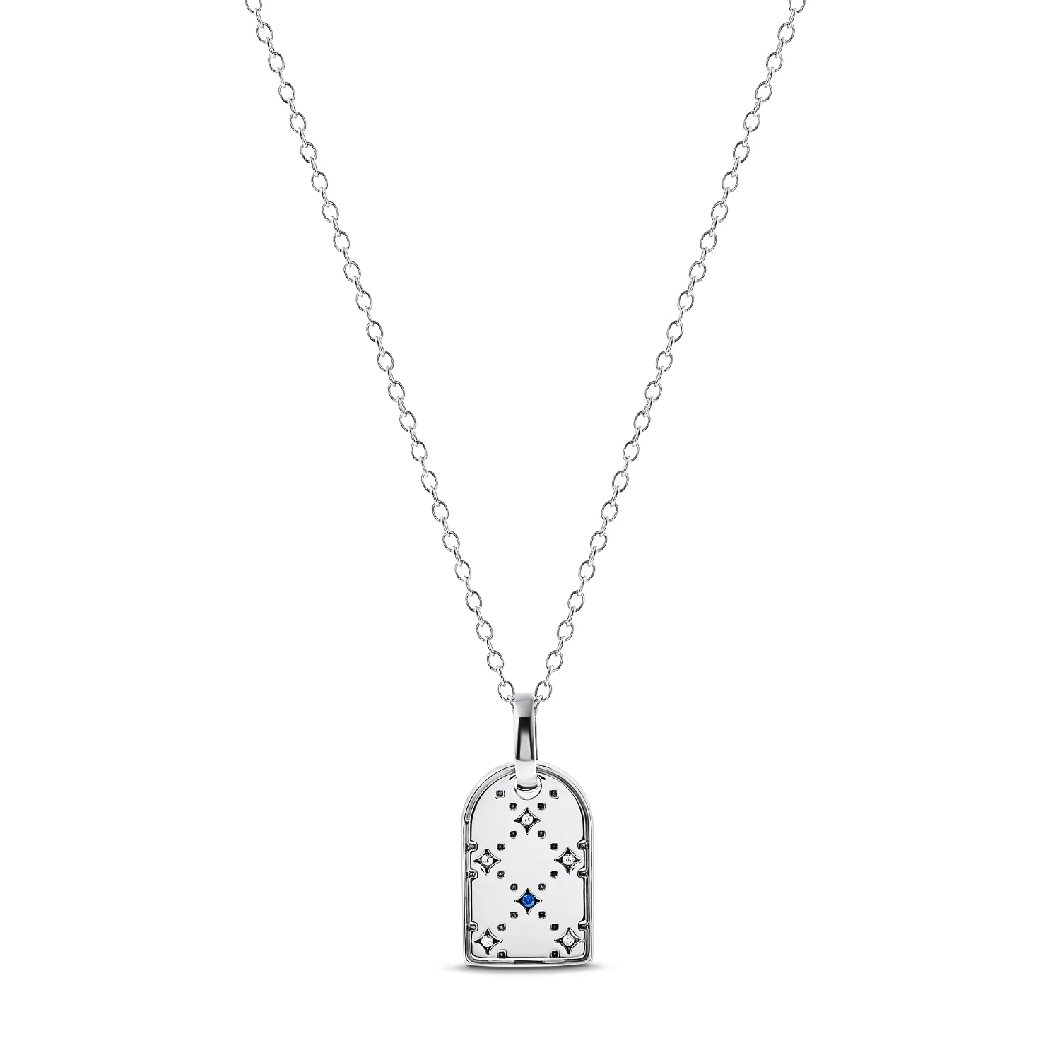 Mini Monogram Birthstone Tag Necklace (Silver) - Image 13