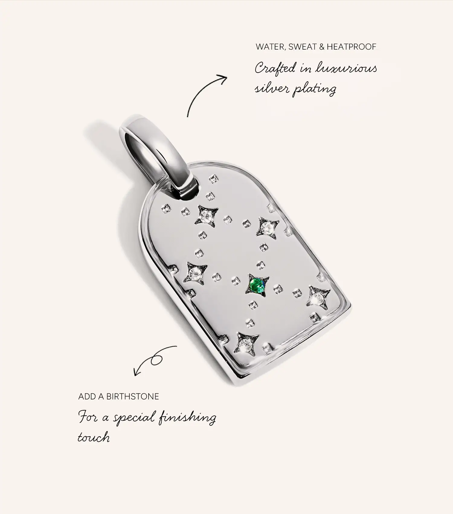 Mini Monogram Birthstone Tag Necklace (Silver) - Image 4