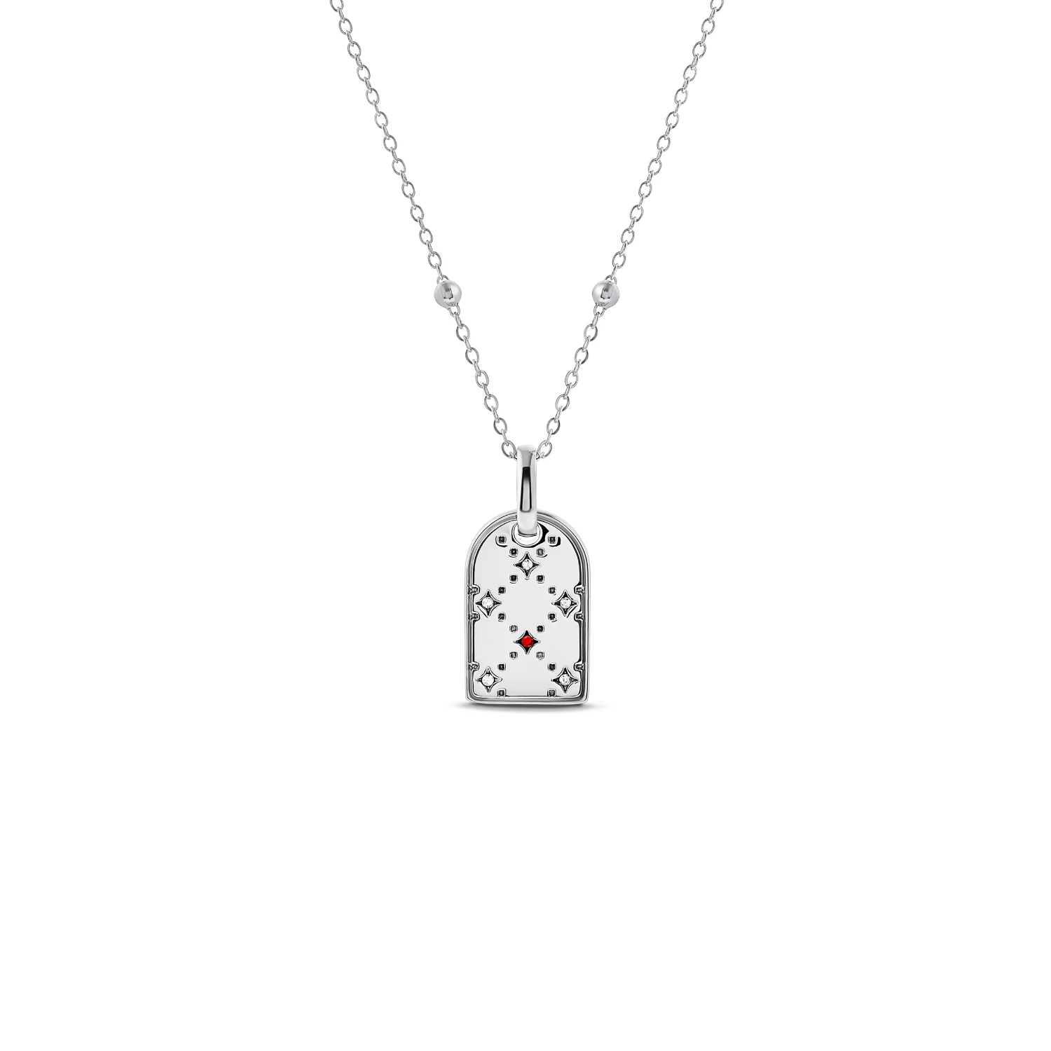 Mini Monogram Birthstone Tag Necklace (Silver) - Image 6