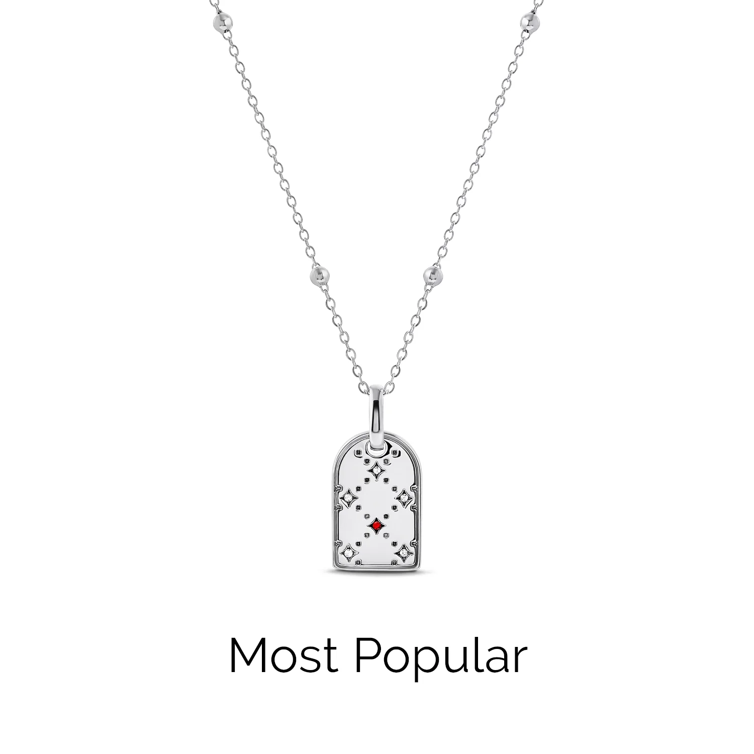 Mini Monogram Birthstone Tag Necklace (Silver) - Image 7