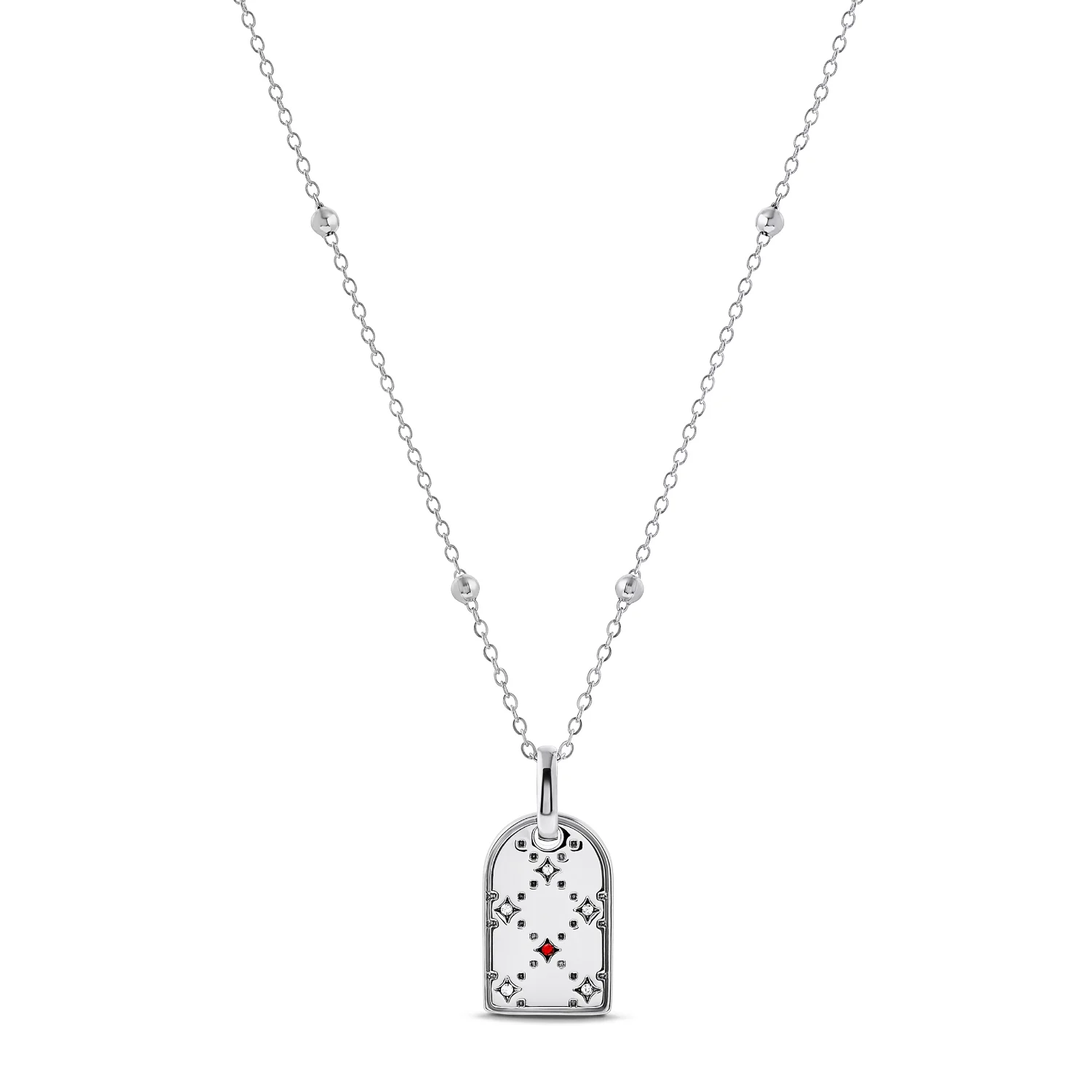Mini Monogram Birthstone Tag Necklace (Silver) - Image 8