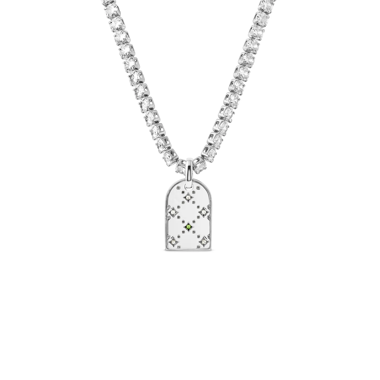 Mini Monogram Birthstone Tag Necklace (Silver) - Image 9