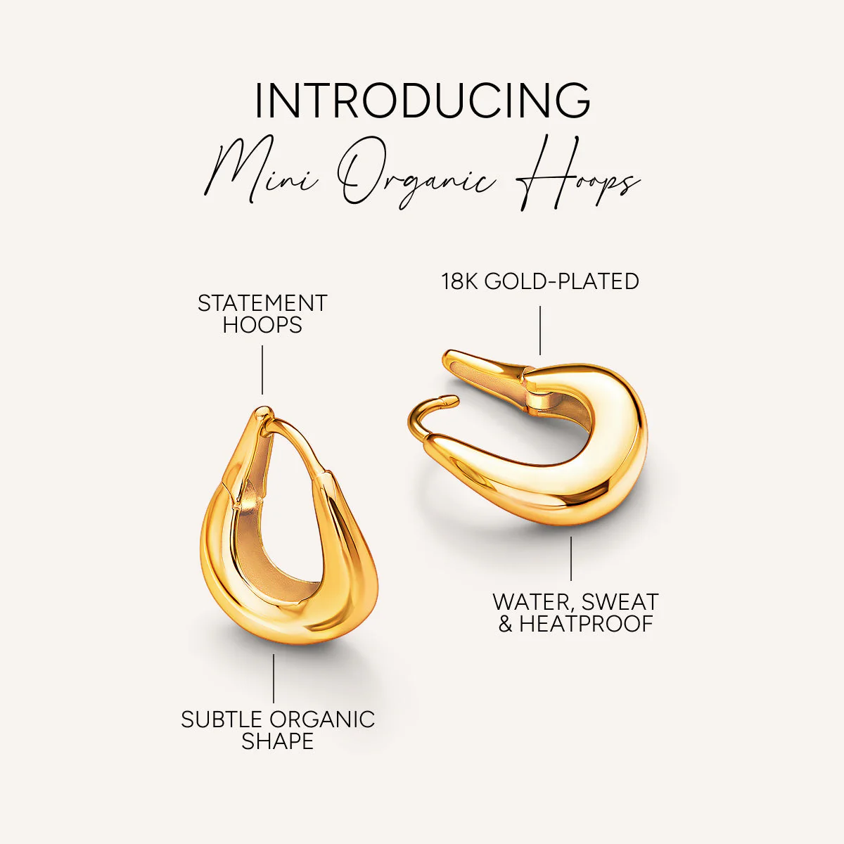 Mini Organic Hoops (Gold) - Image 4