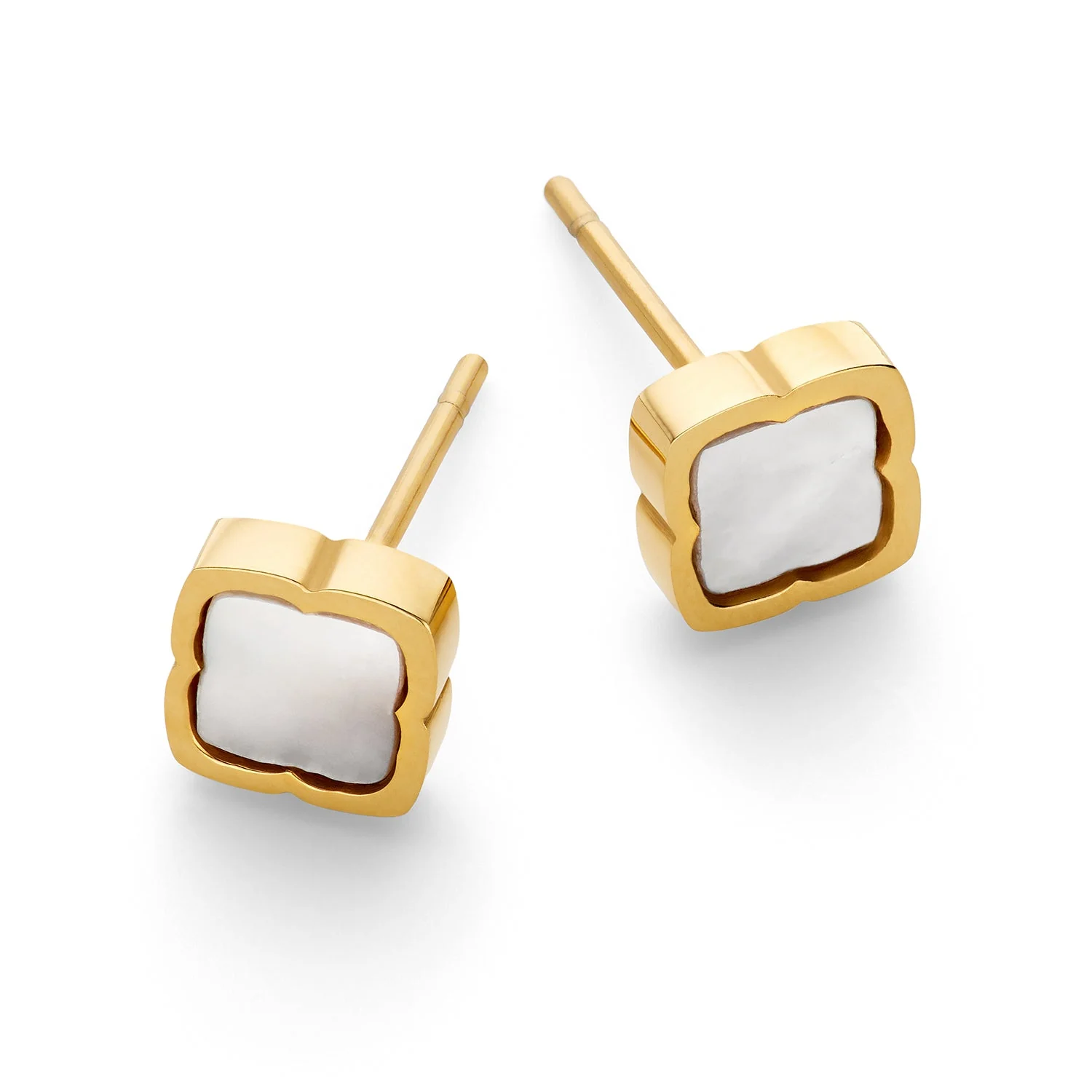 Mini Pearl Clover Stud Earrings (Gold) - Image 4