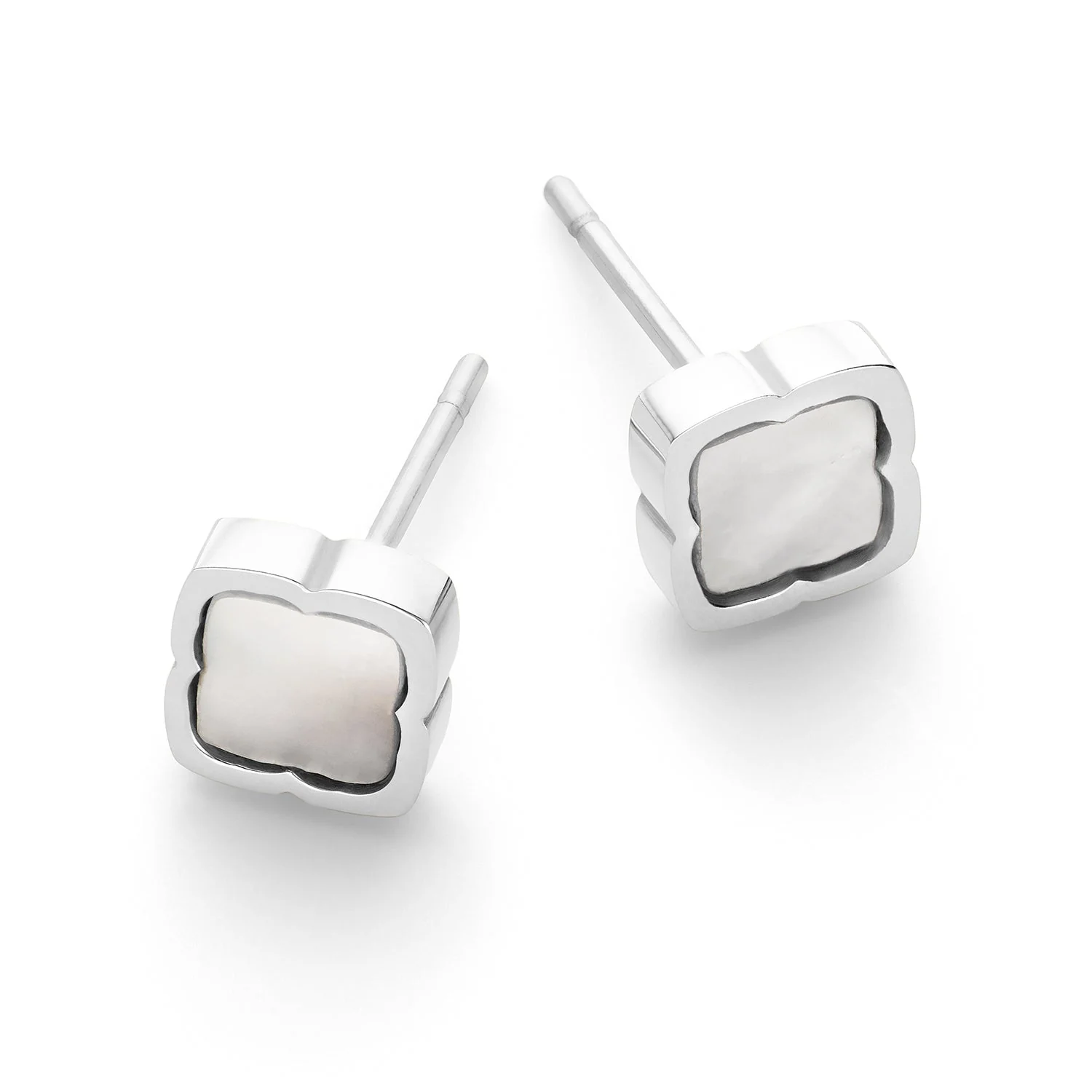 Mini Pearl Clover Stud Earrings (Silver) - Image 4
