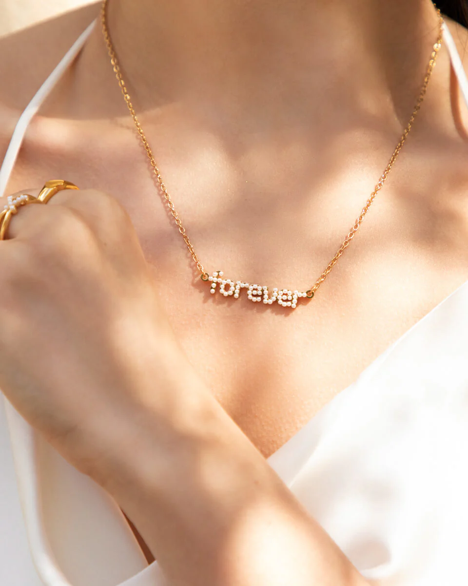 Mini Pearl Name Necklace (Gold) - Image 4
