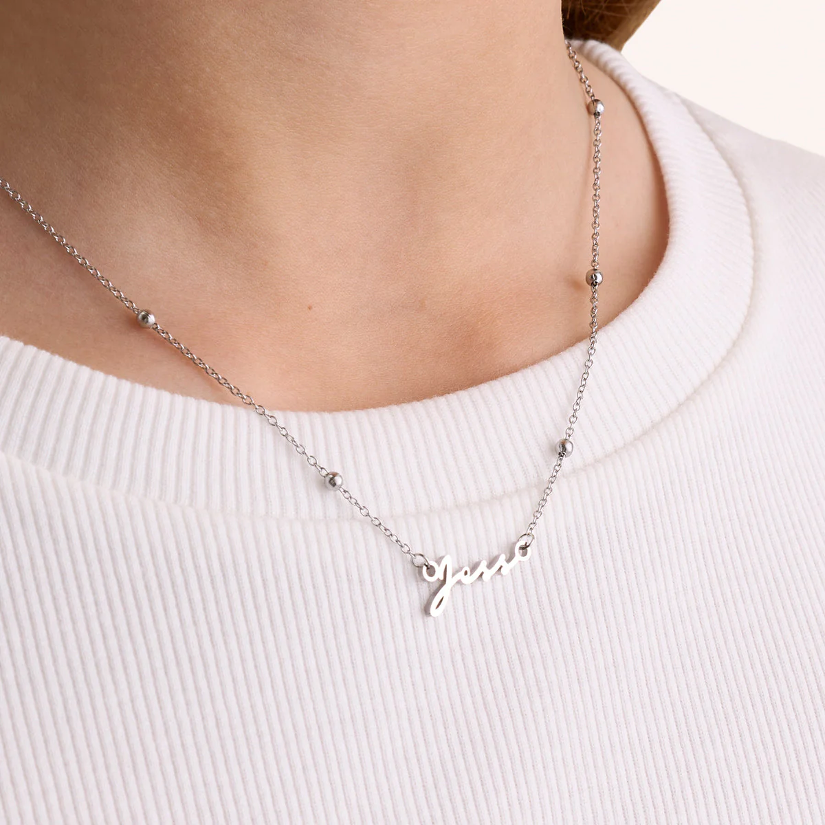 Mini Signature Name Necklace (Silver) - Image 2