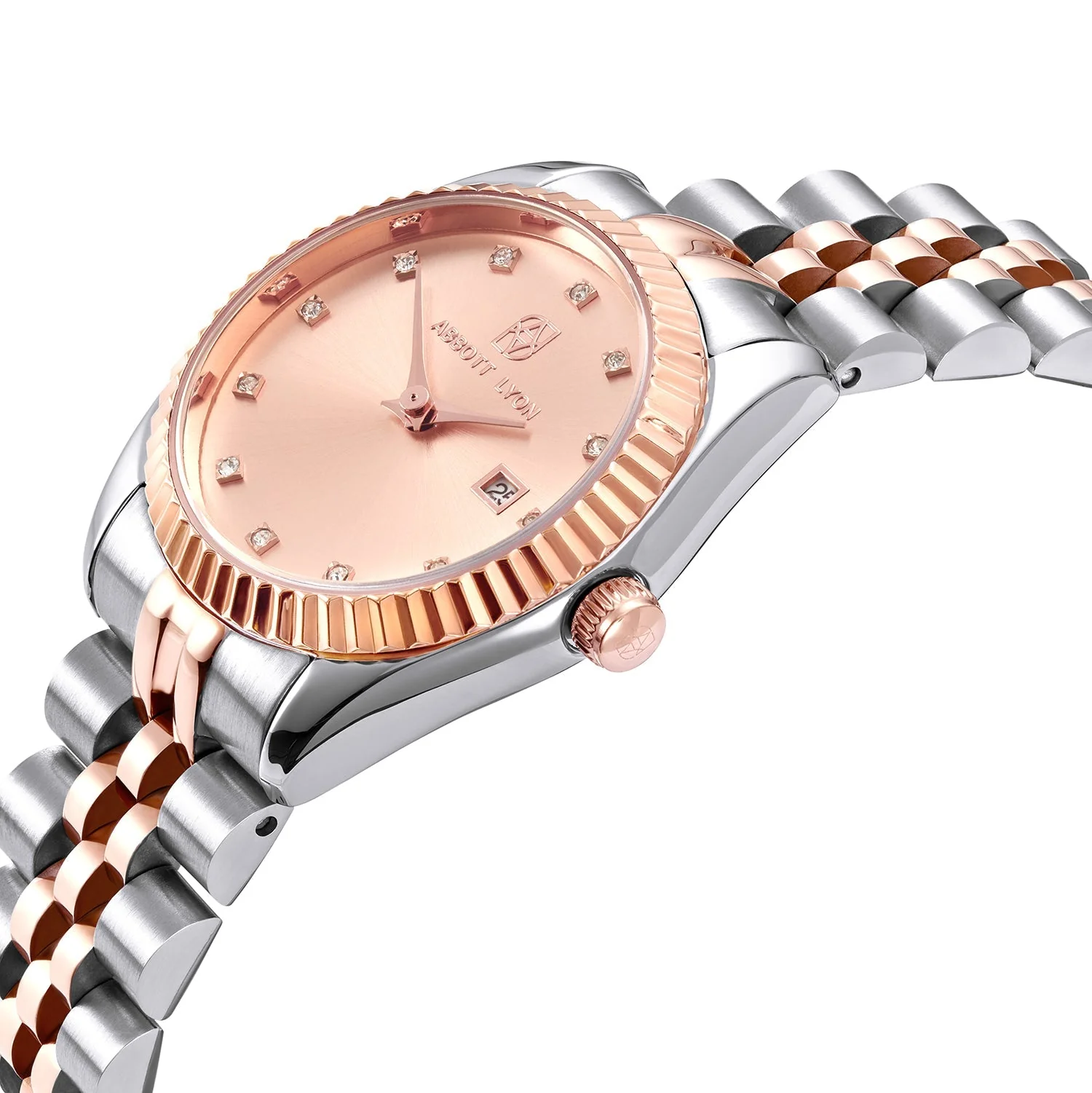 Mini Two Tone Blush Link Belgravia 30 Watch - Image 4